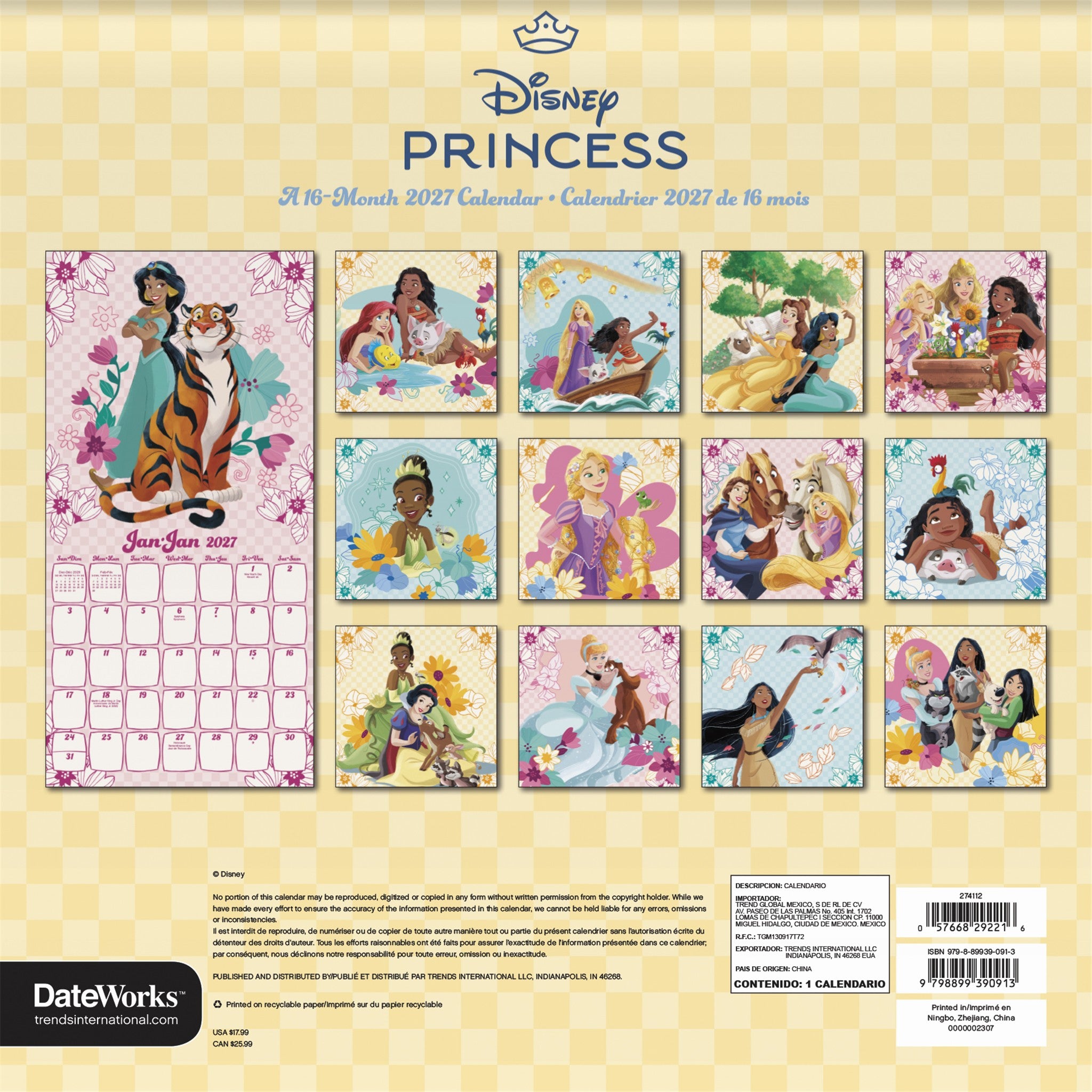 Disney Princess 2027 Wall Calendar