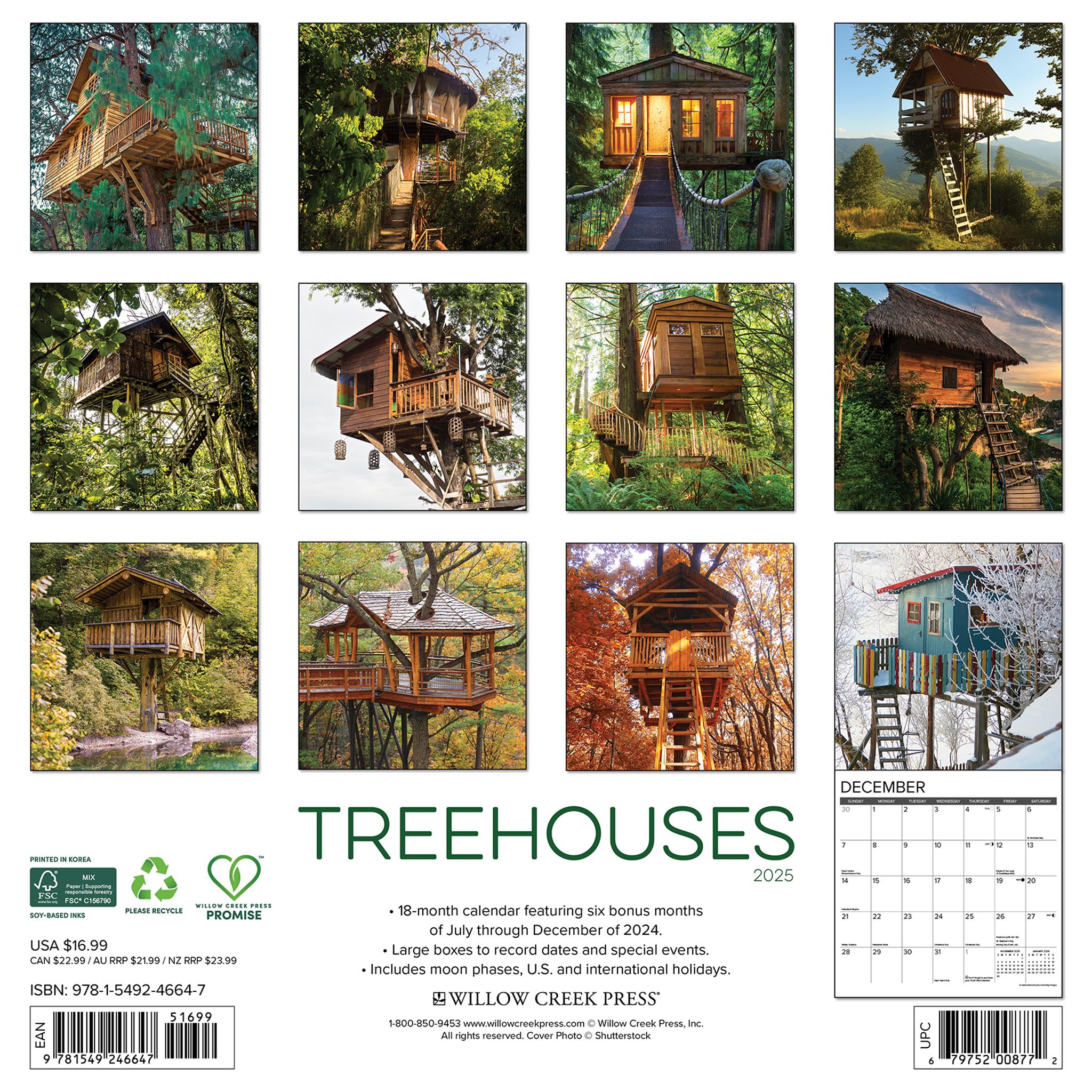 Treehouses Wall 2025 Calendar