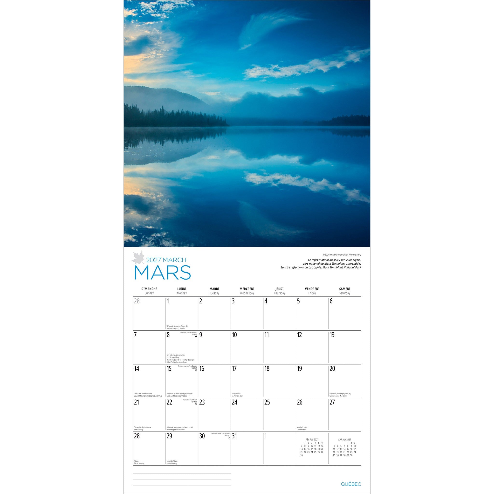 Québec 2027 Wall Calendar
