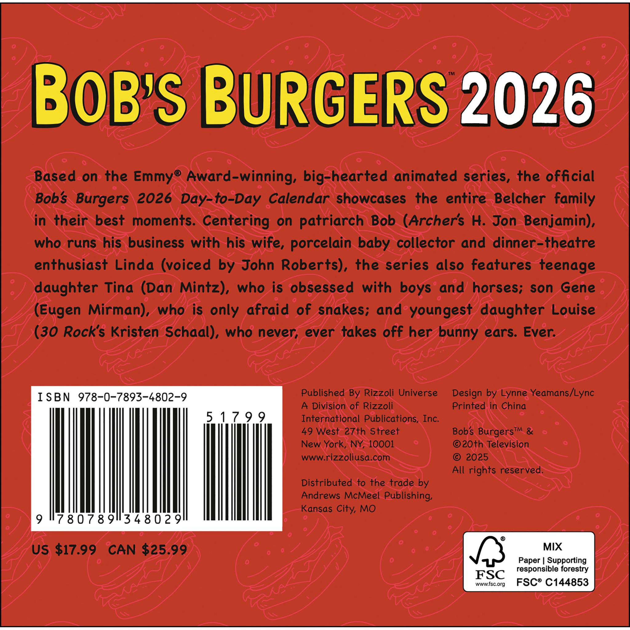 Bob's Burgers 2026 Box Calendar