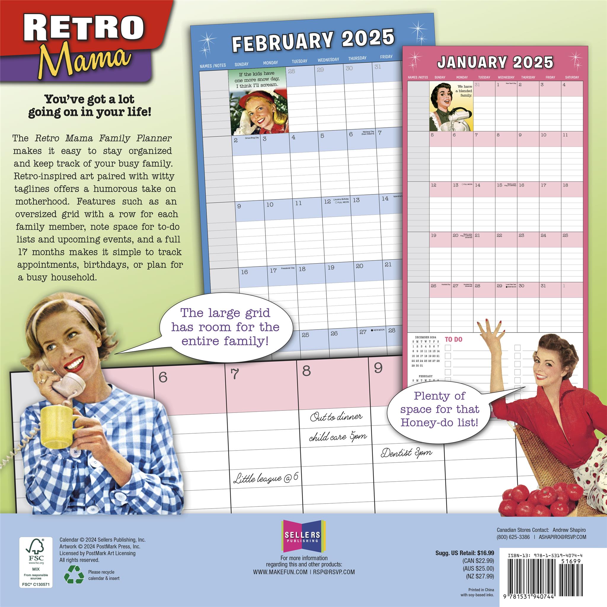 Retro Mama Wall 2025 Calendar