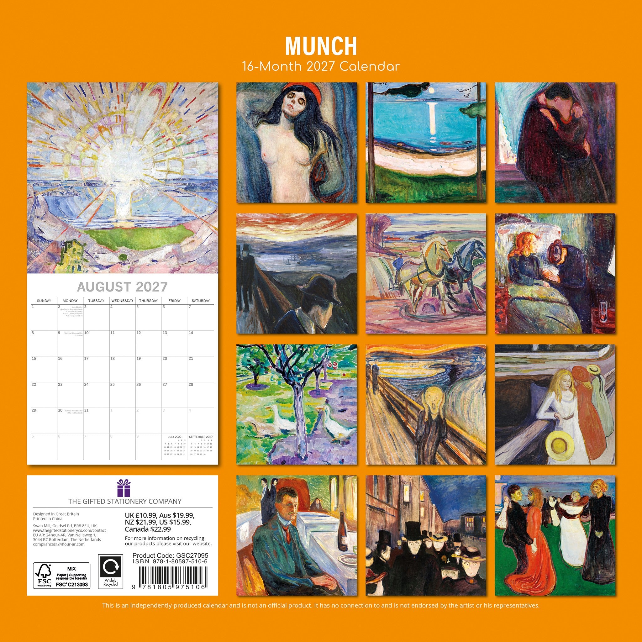 Munch 2027 Wall Calendar