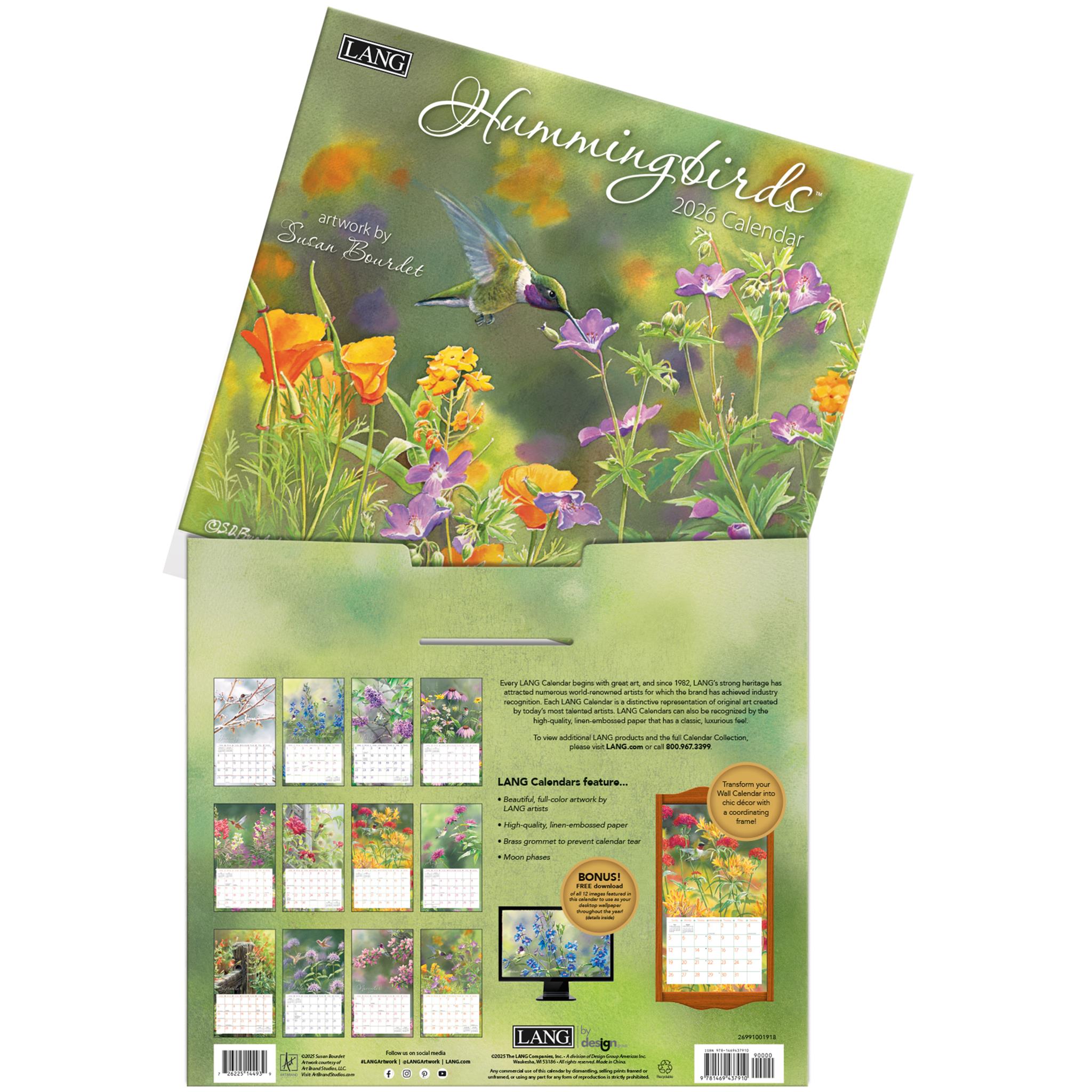 Hummingbirds 2026 Deluxe Wall Calendar - Online Only