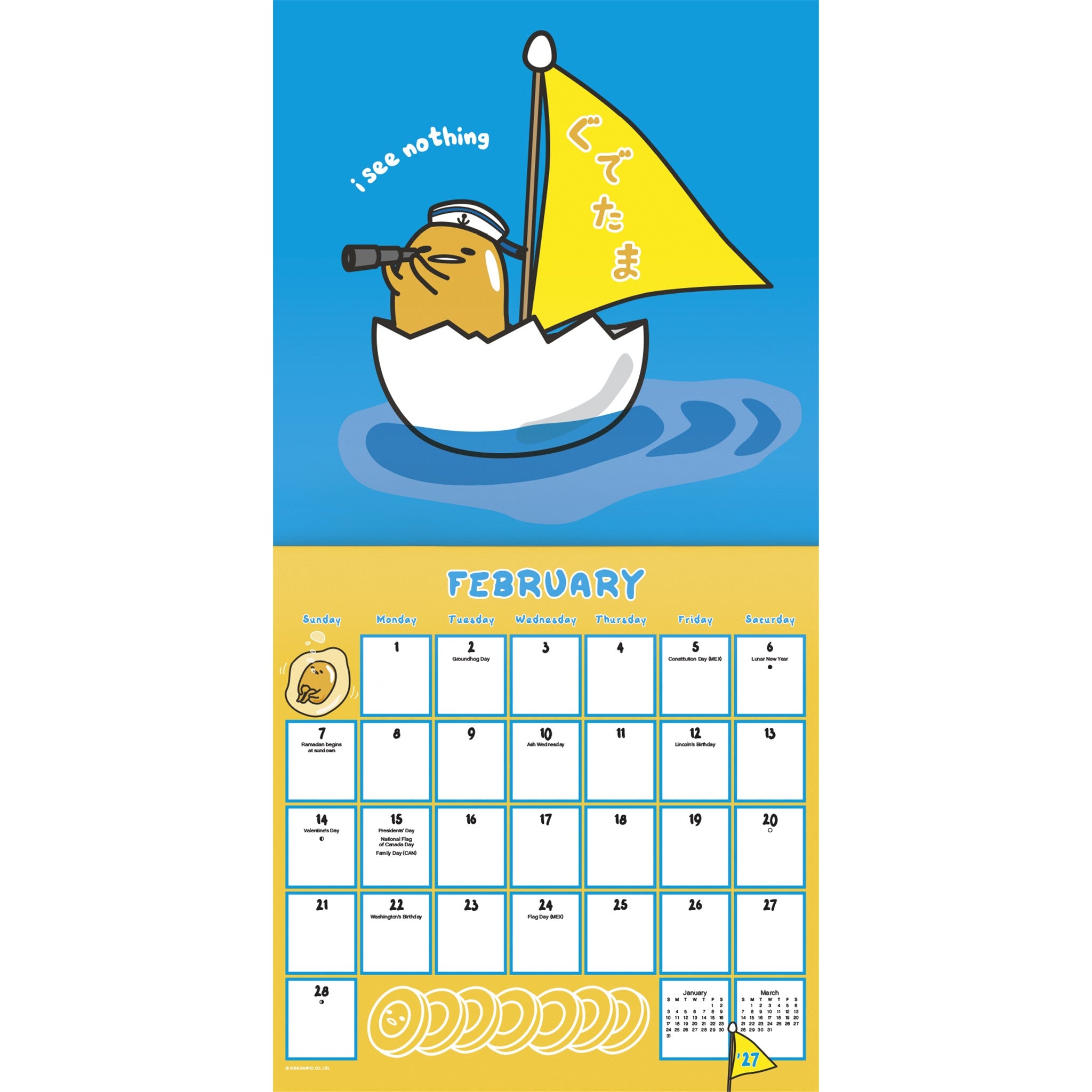 Gudetama 2027 Wall Calendar - Online Only