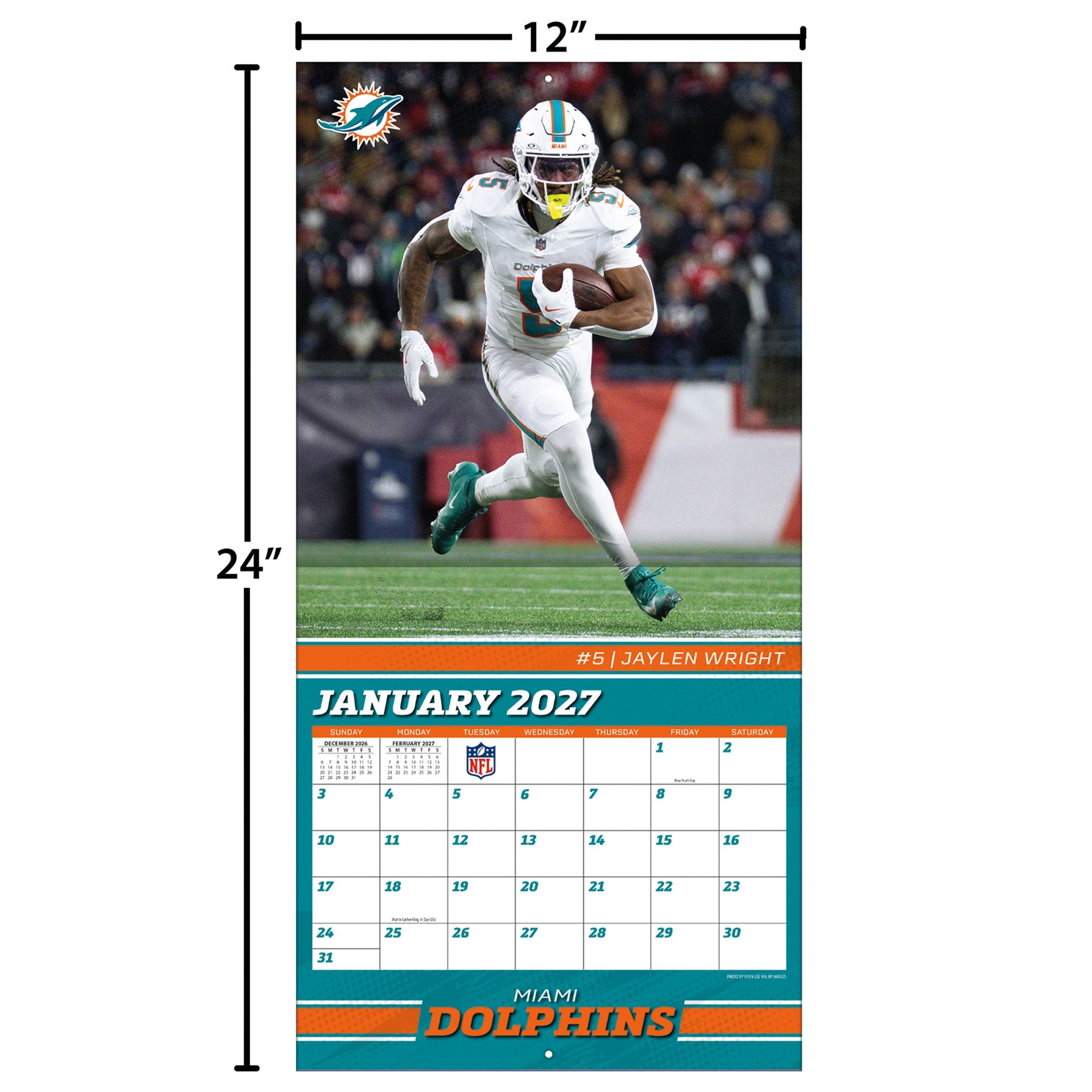 NFL Miami Dolphins 2027 Wall Calendar - Online Only