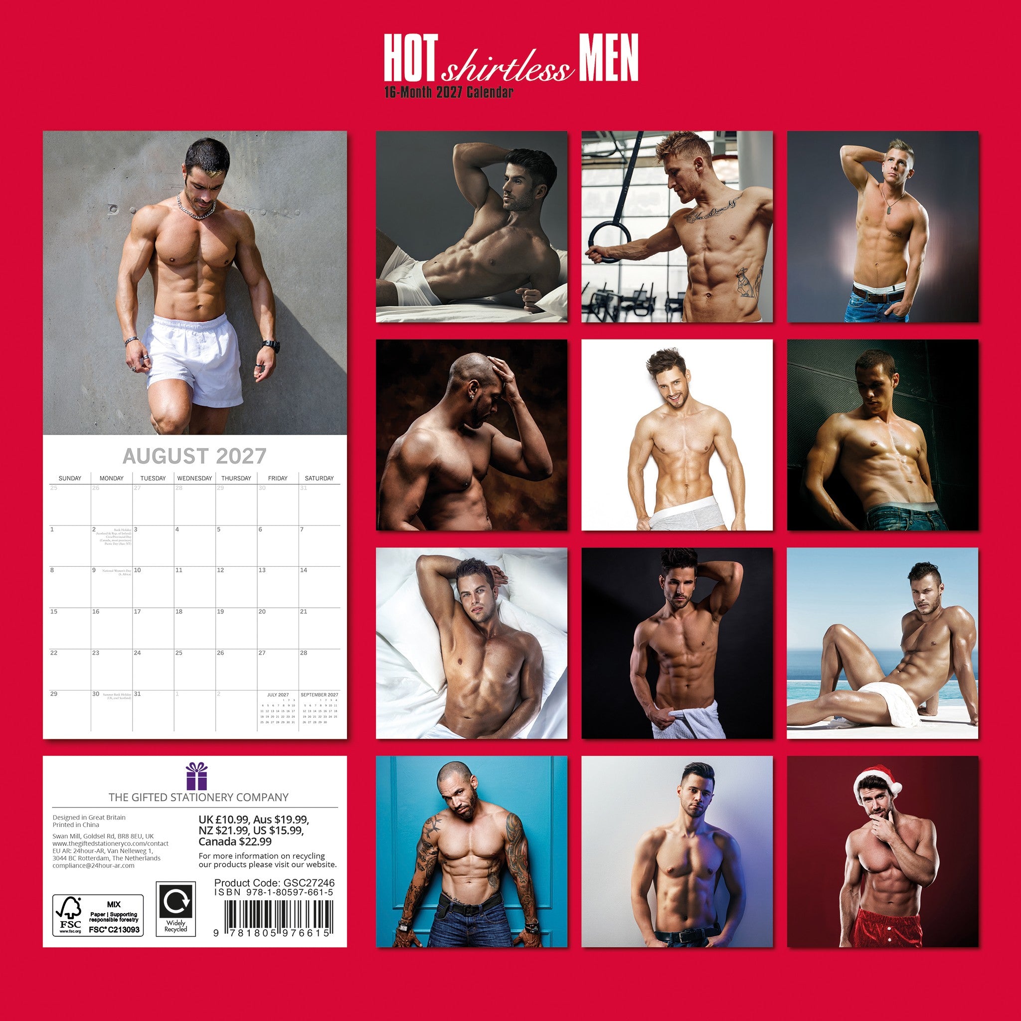 Hot Shirtless Men 2027 Wall Calendar