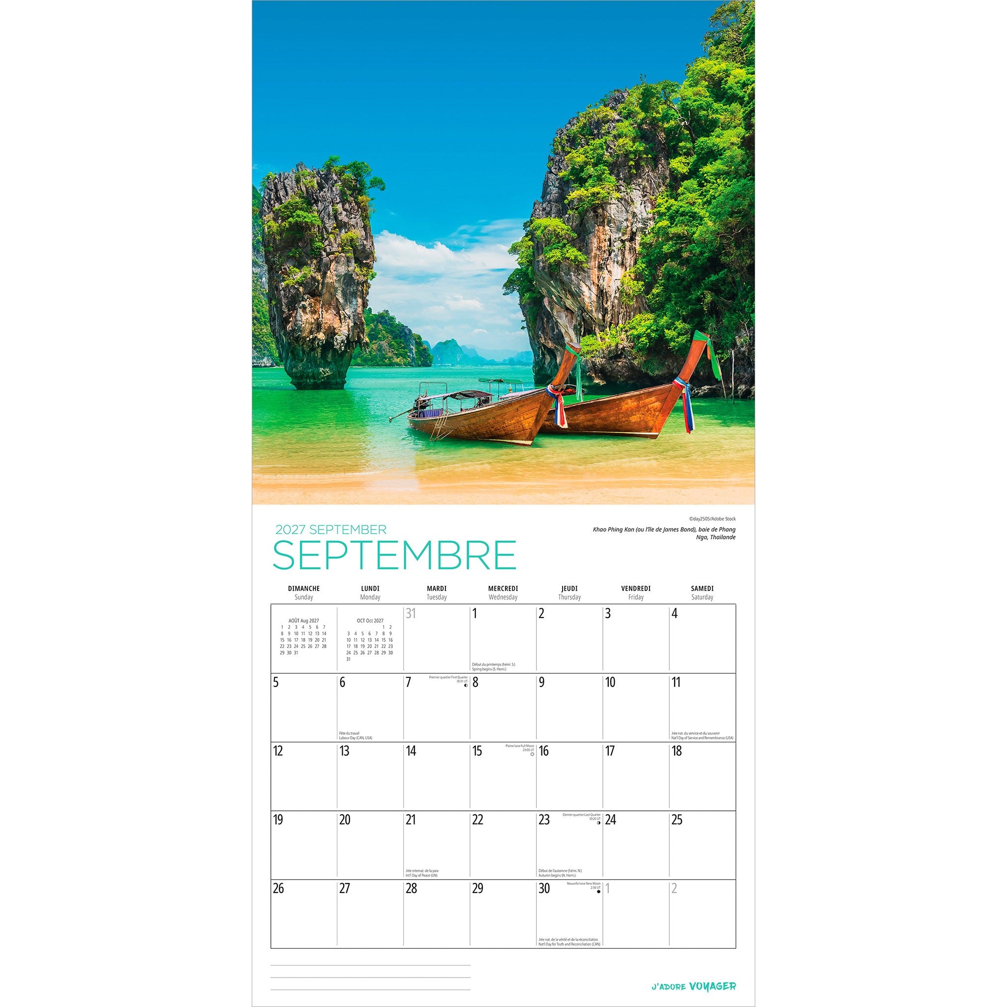 J'adore Voyager 2027 Wall Calendar (French)