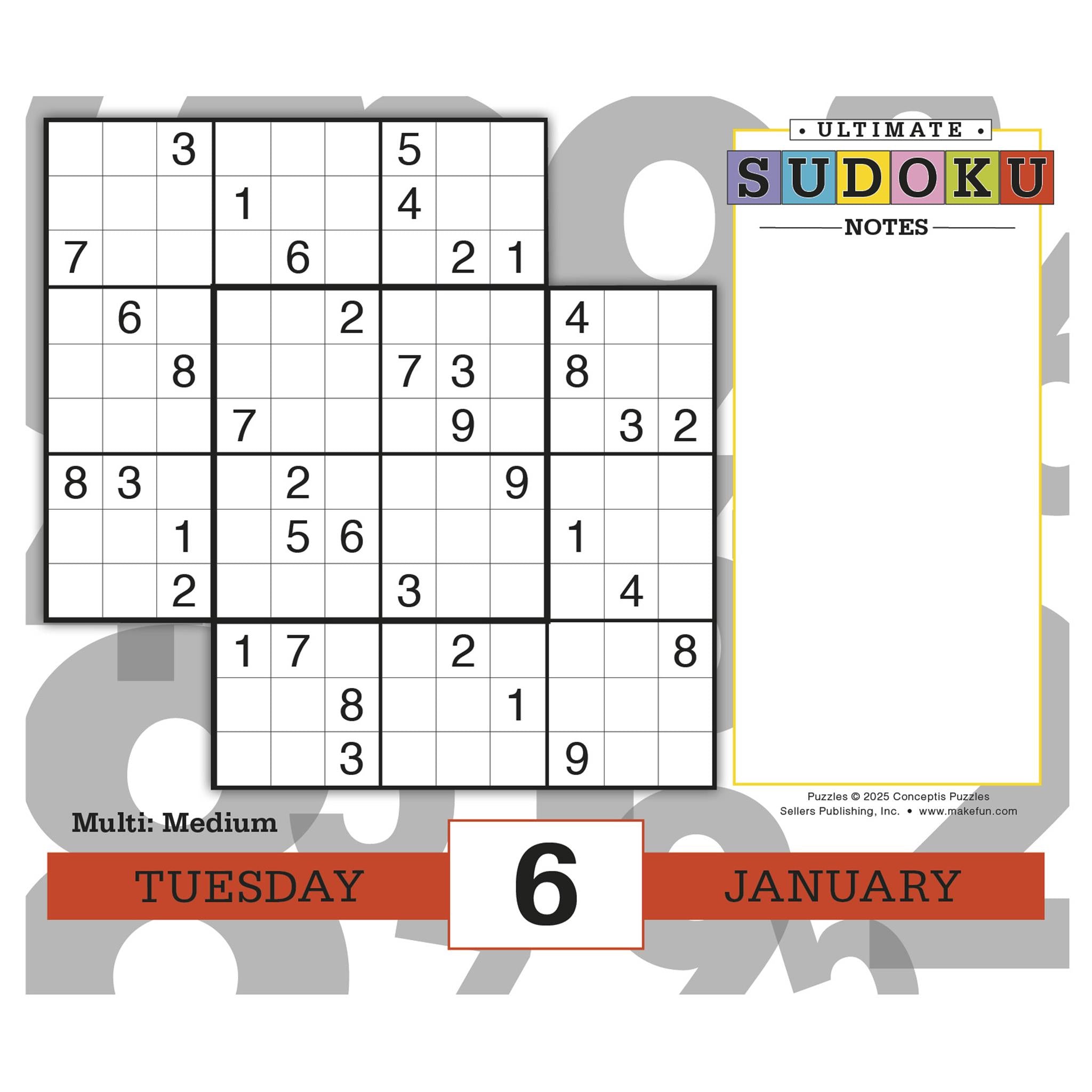 Sudoku Ultimate 2026 Box Calendar