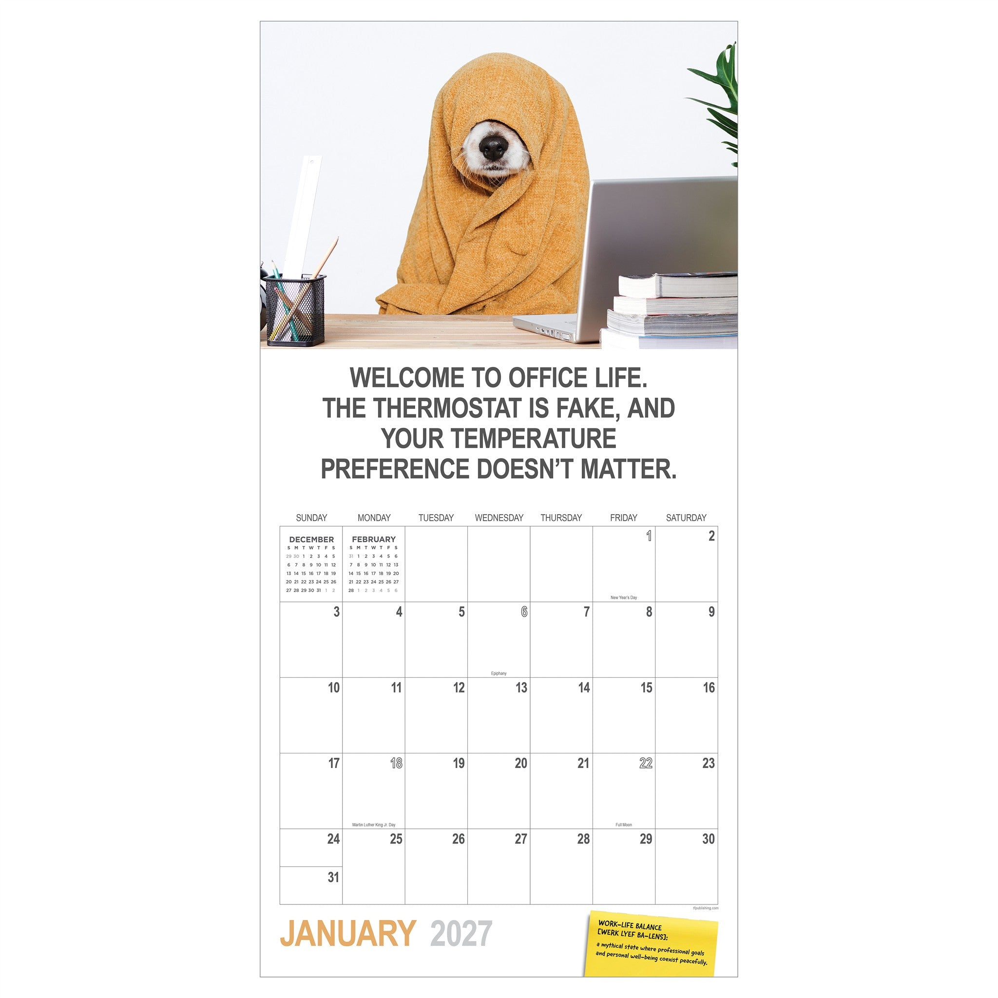 Desk Dogs 2027 Wall Calendar