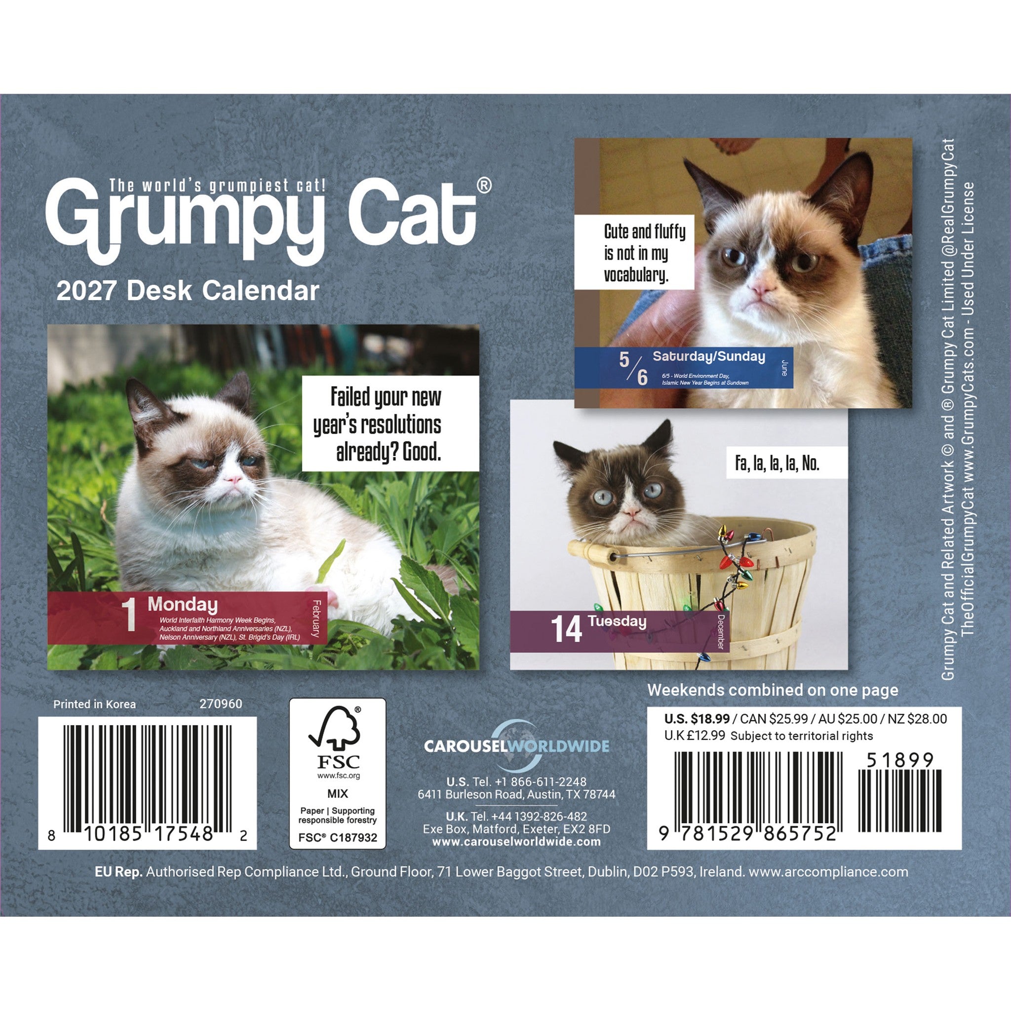 Grumpy Cat 2027 Box Calendar