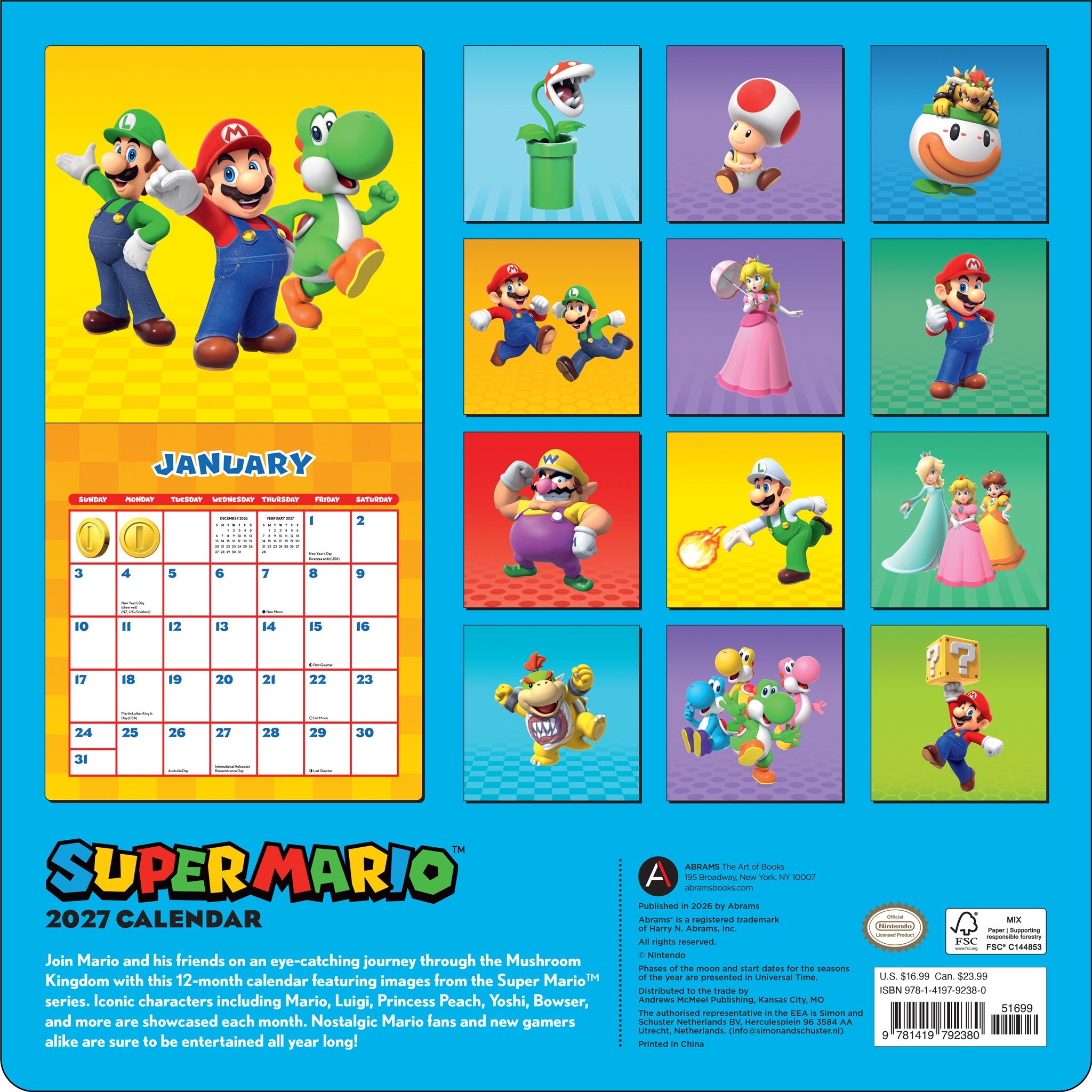 Super Mario 2027 Wall Calendar