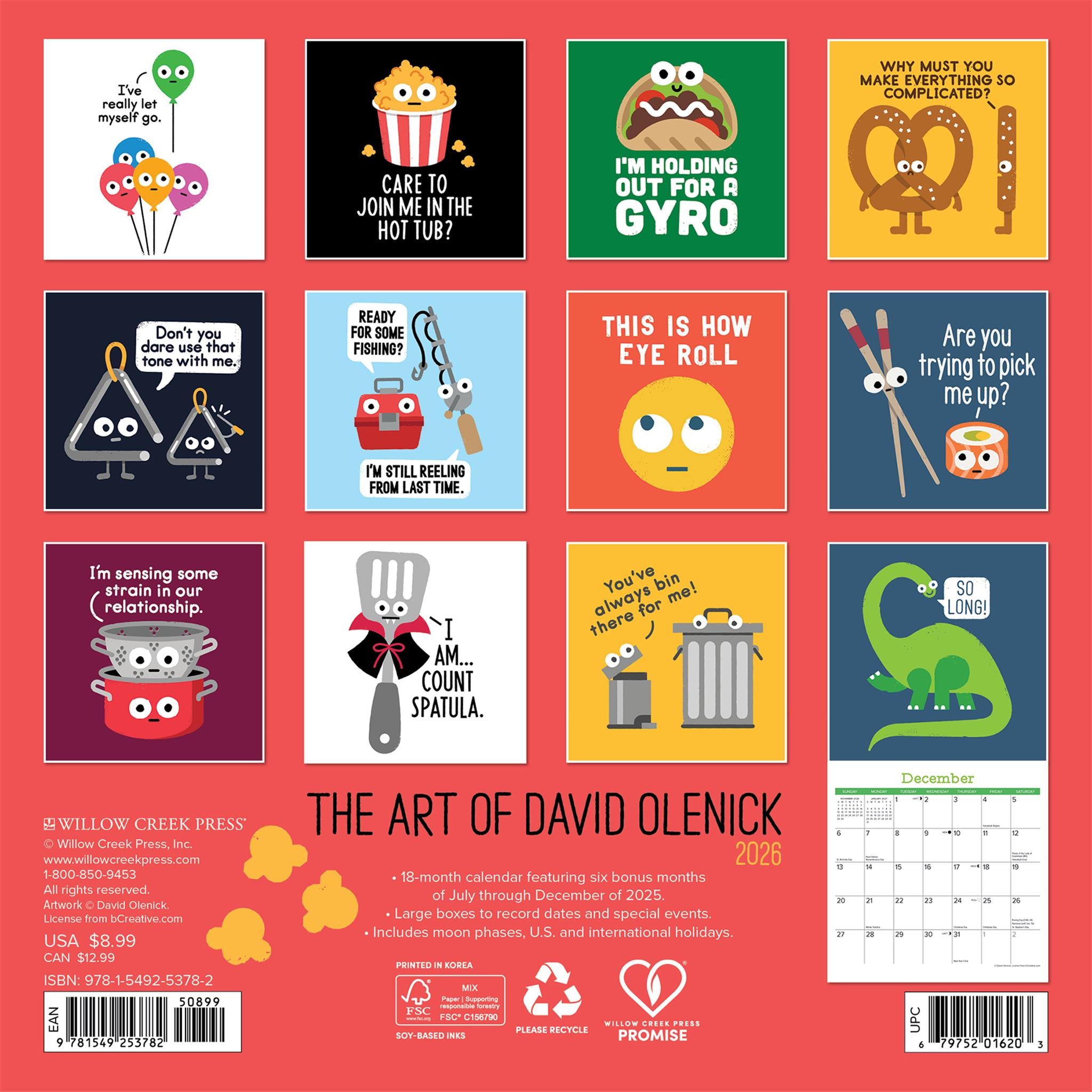 Art Of David Olenick 2026 Mini Calendar - Online Only