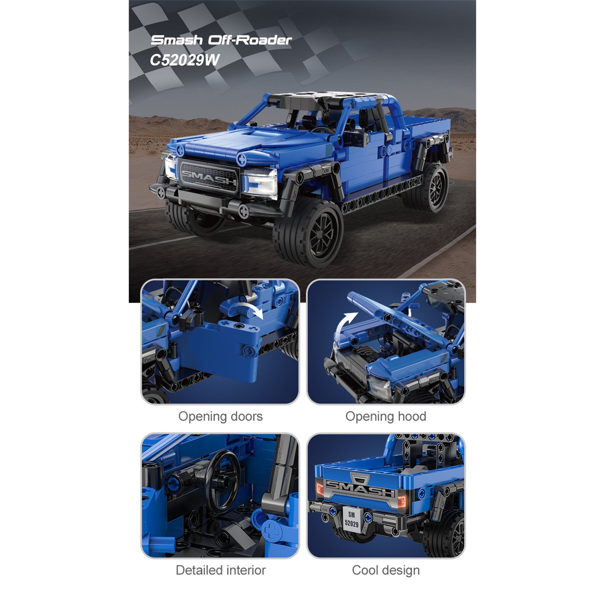 Blue Crush Truck 390 Pieces with Pull Back Action