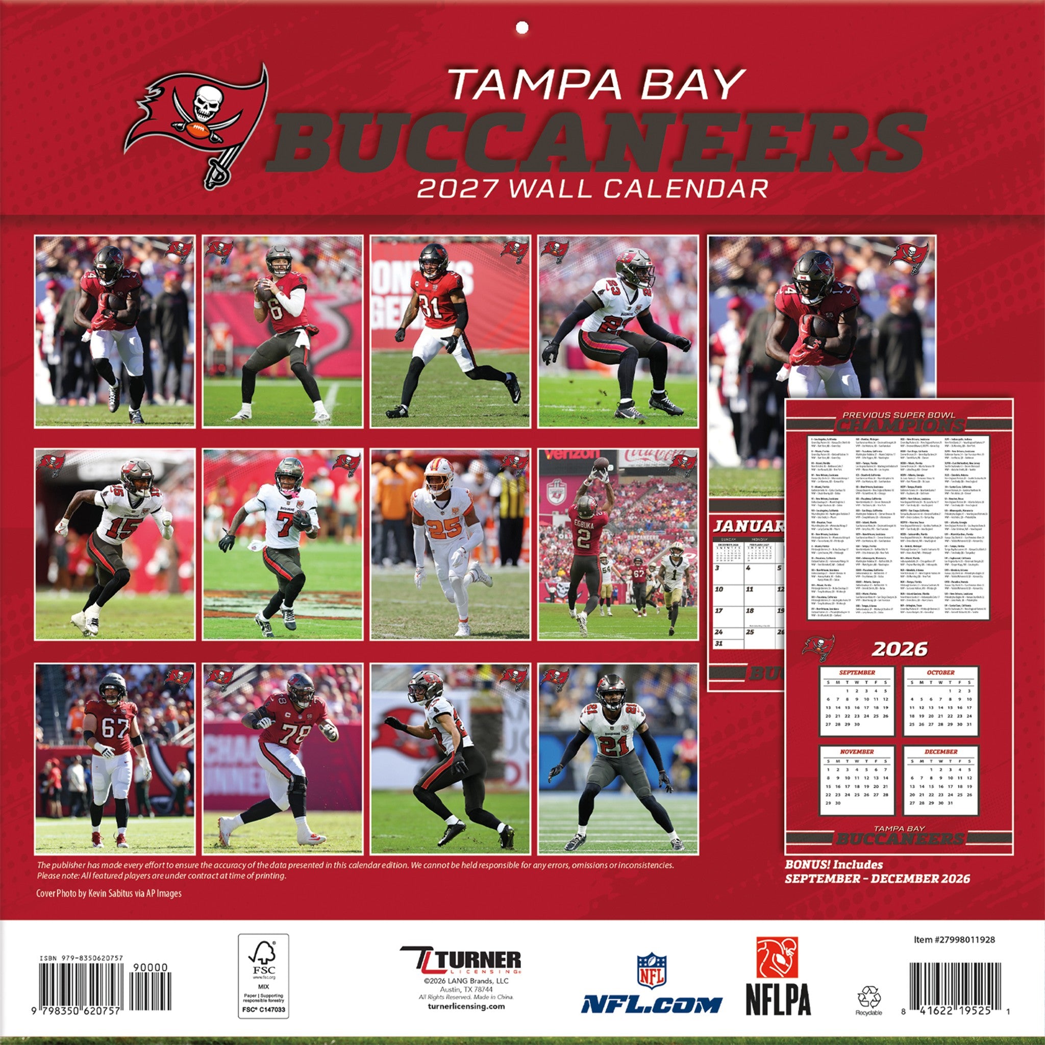 NFL Tampa Bay Buccaneers 2027 Wall Calendar - Online Only