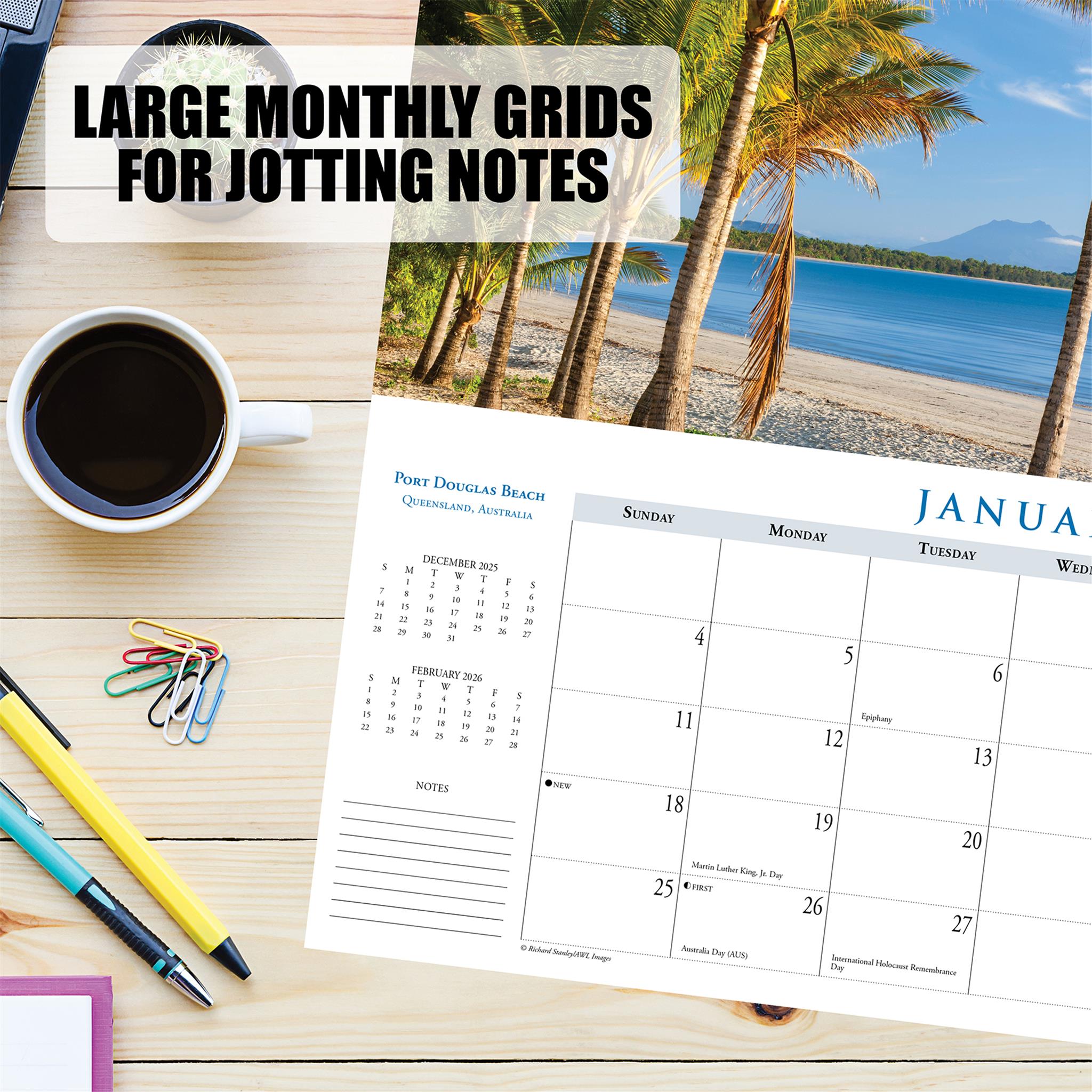 Beaches Panoramic 2026 Slim Calendar