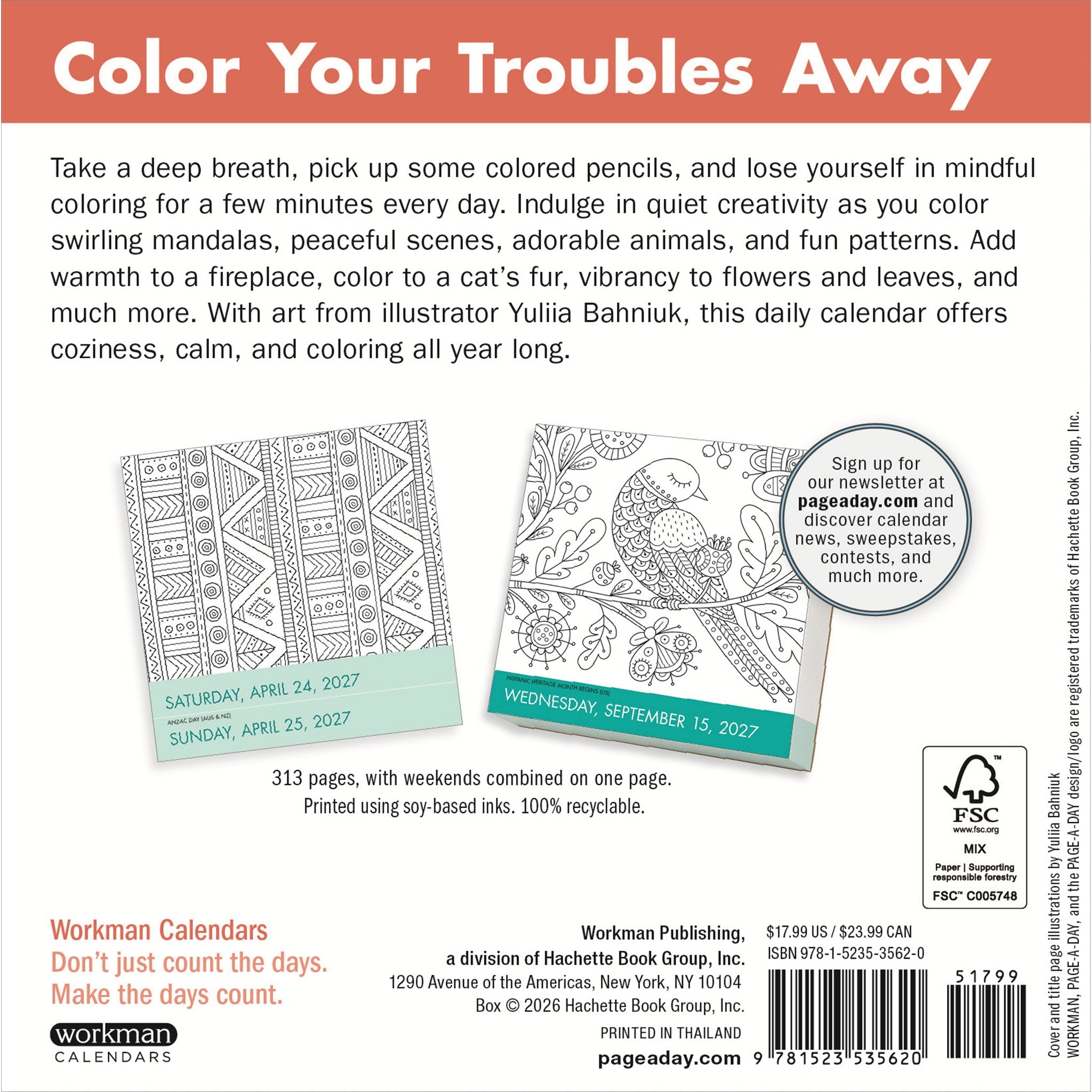 Calm Coloring 2027 Box Calendar - Online Only
