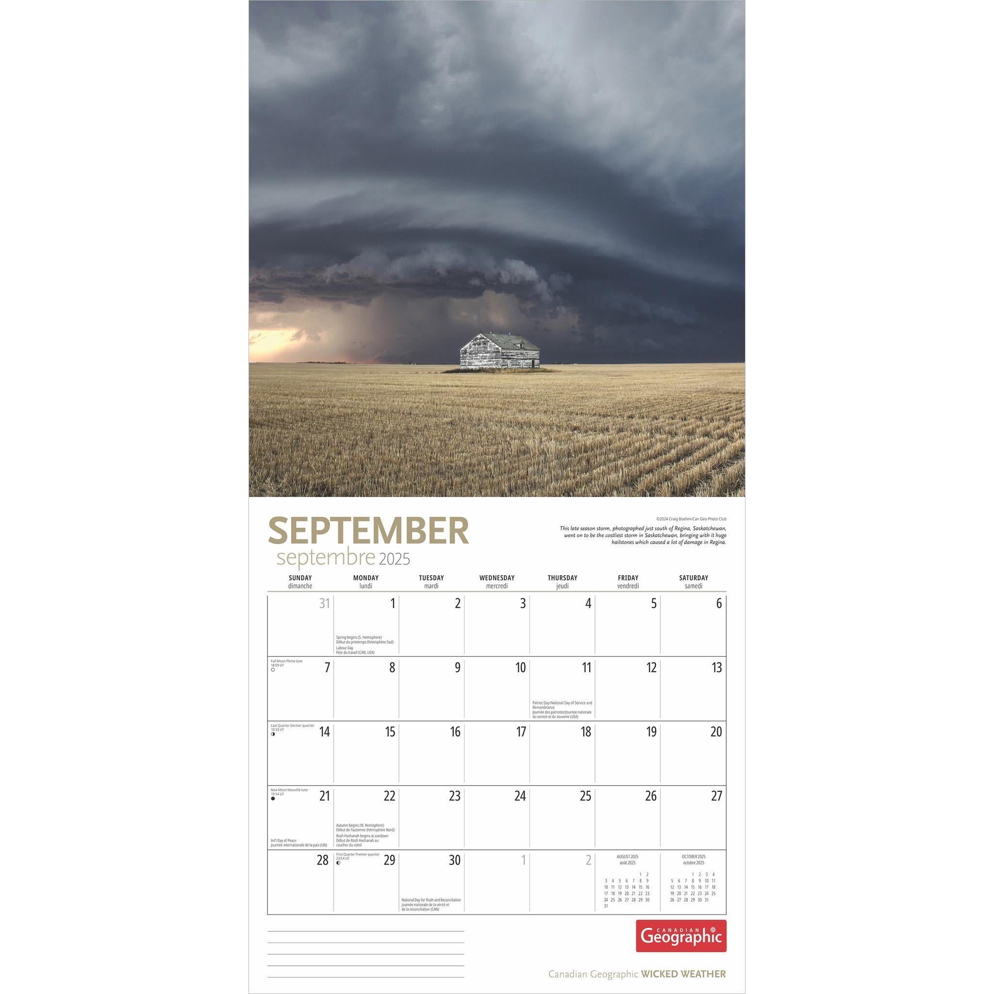 Wicked Weather Canadian Geographic Wall 2025 Calendar