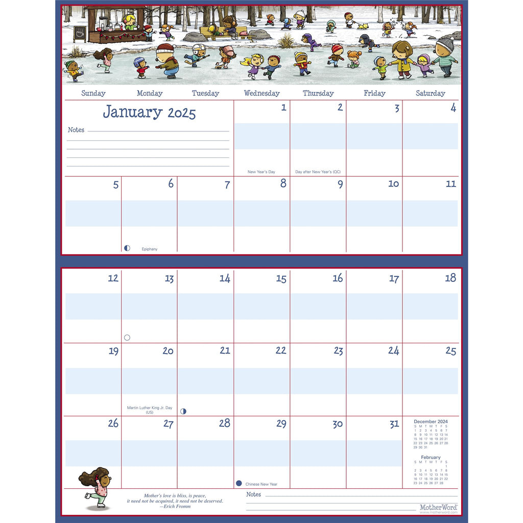 Motherword Magnetic Fridge Wall 2025 Calendar
