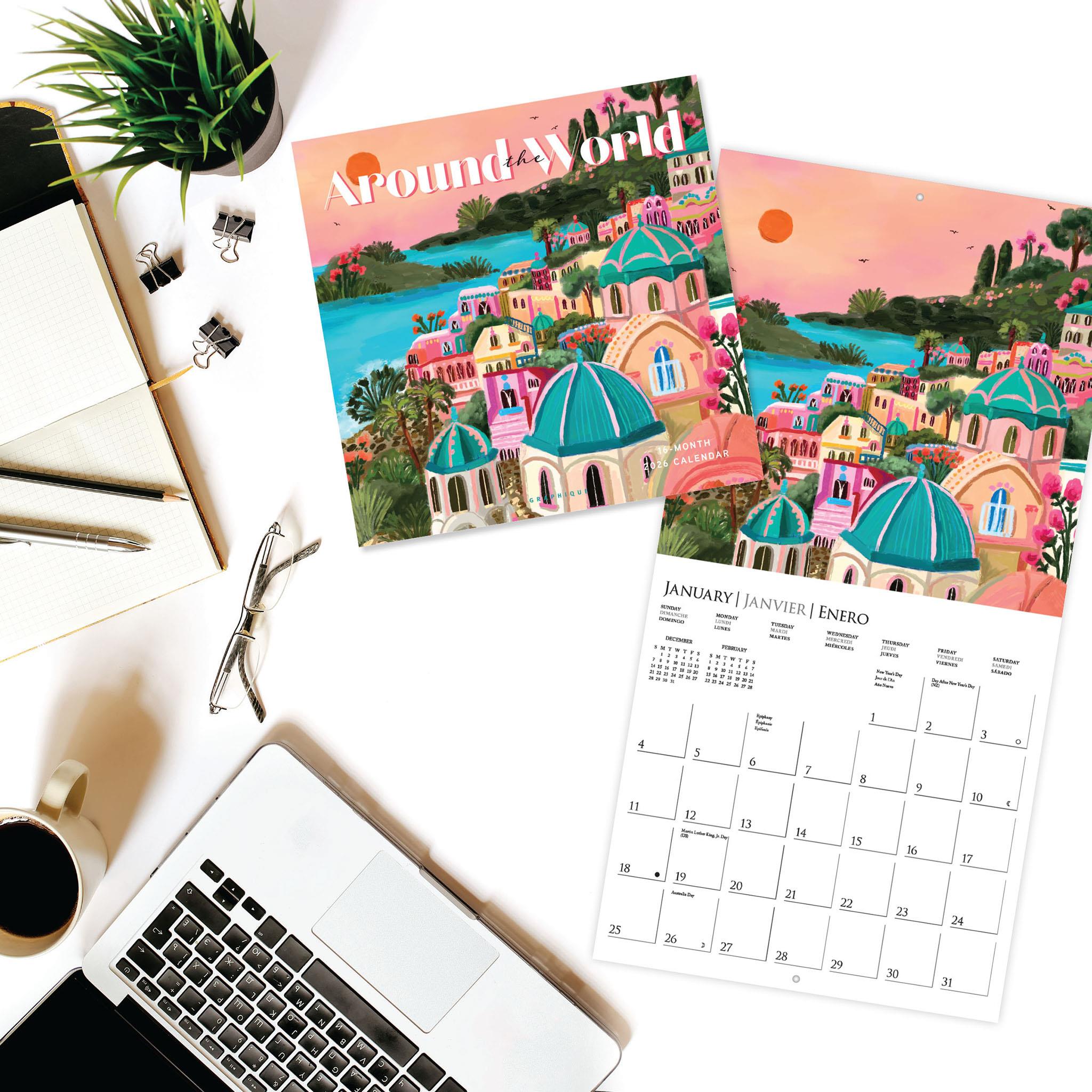 Around The World 2026 Wall Calendar - Online Only