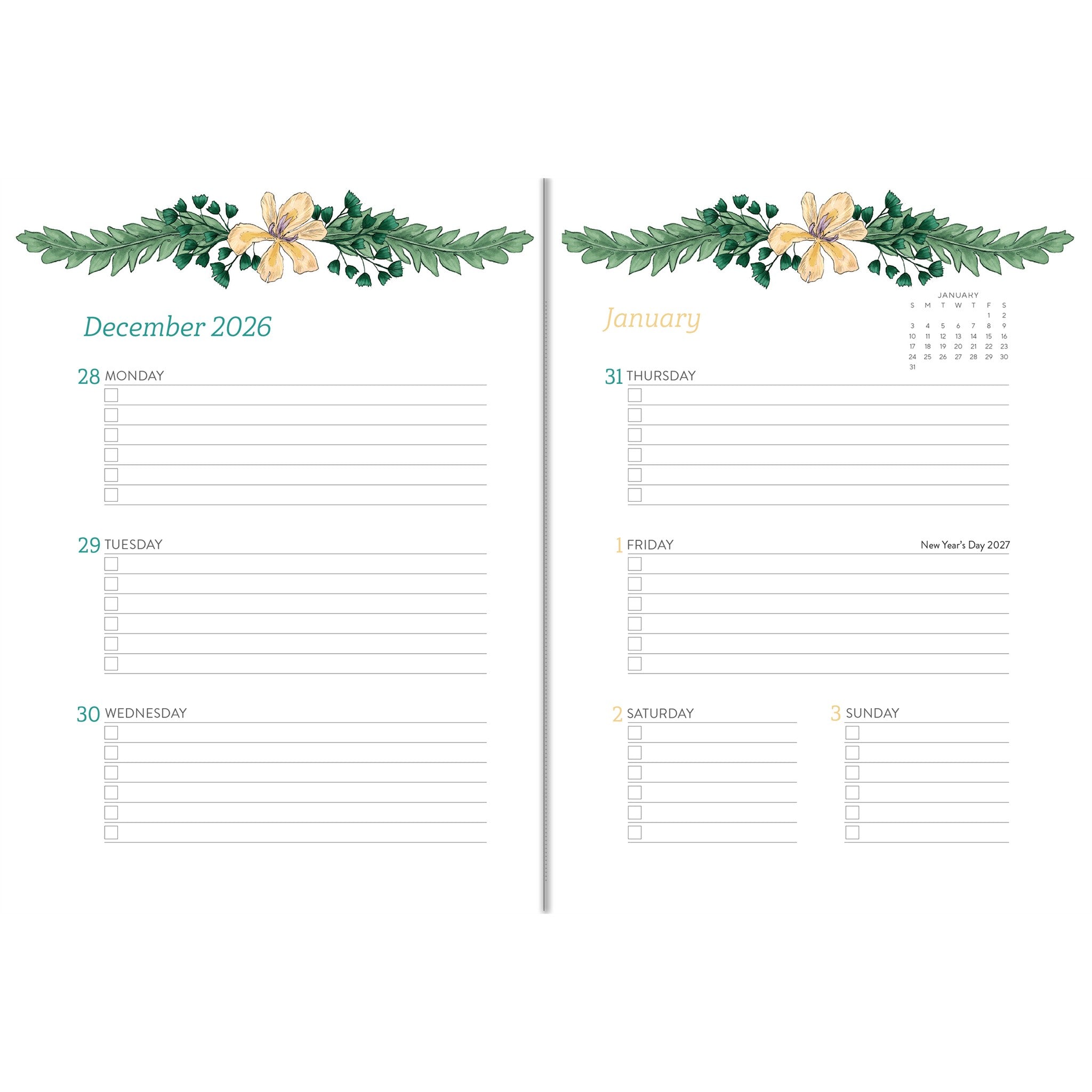 Greenery 2027 Engagement Calendar