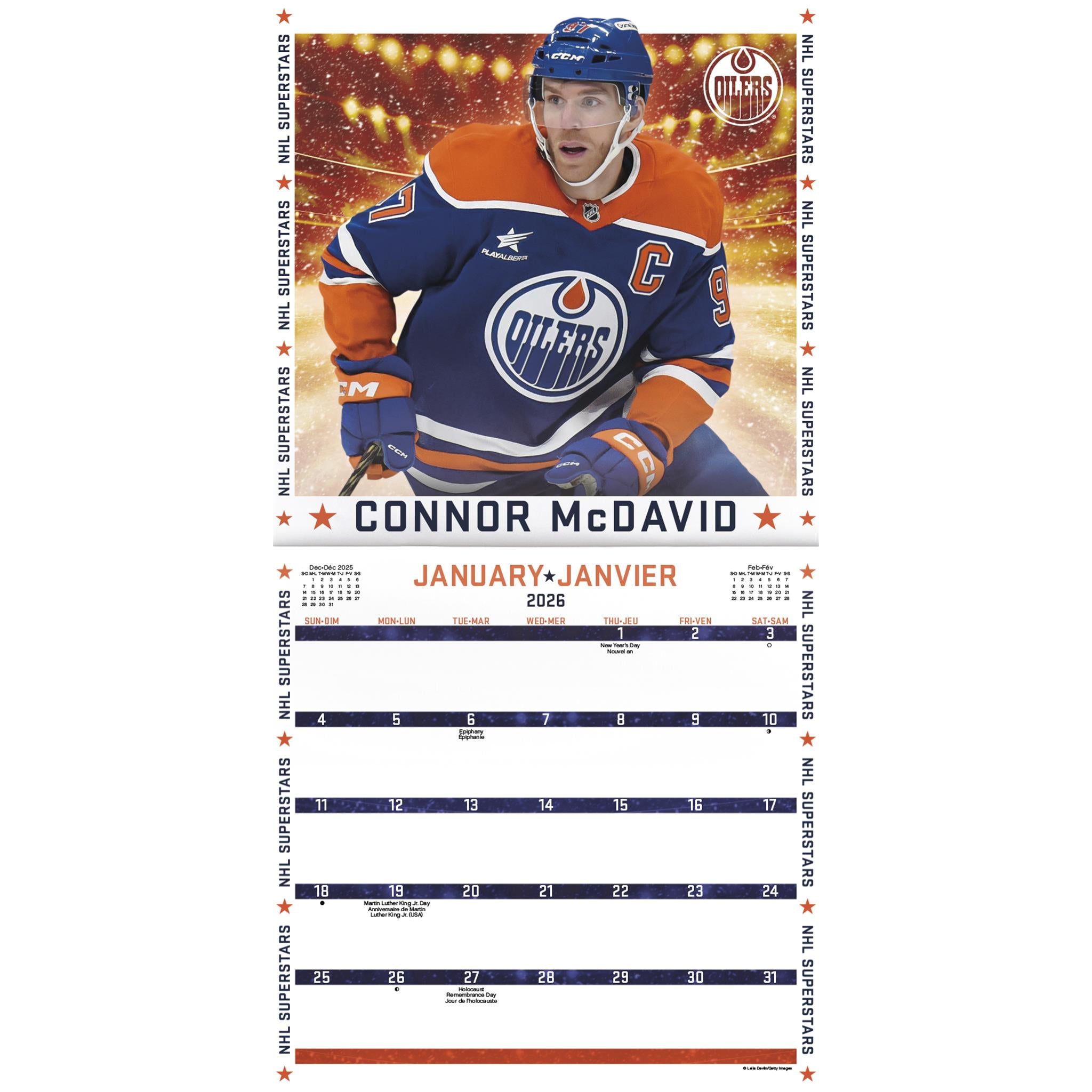 NHL Superstars Bilingual 2026 Mini Calendar