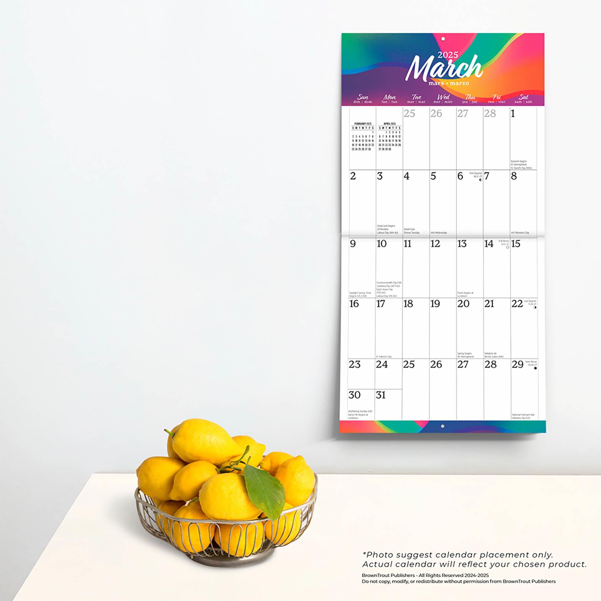 Big And Bright Large Print Wall 2025 Calendar