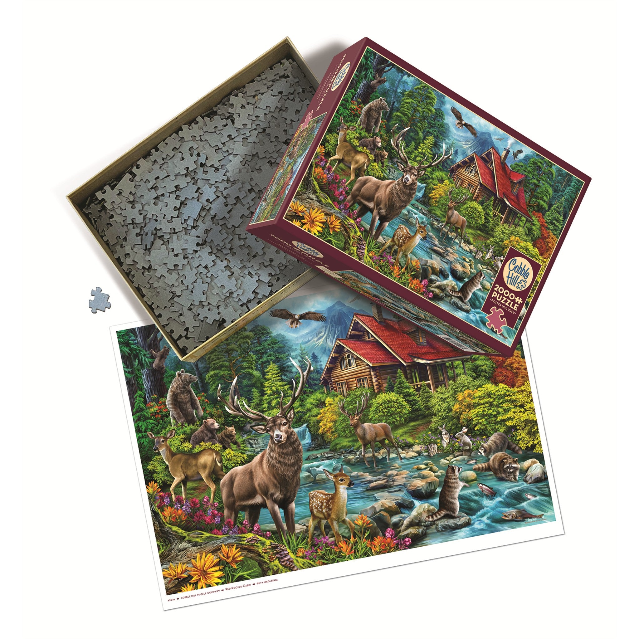 Red-Roofed Cabin 2000 Piece Puzzle