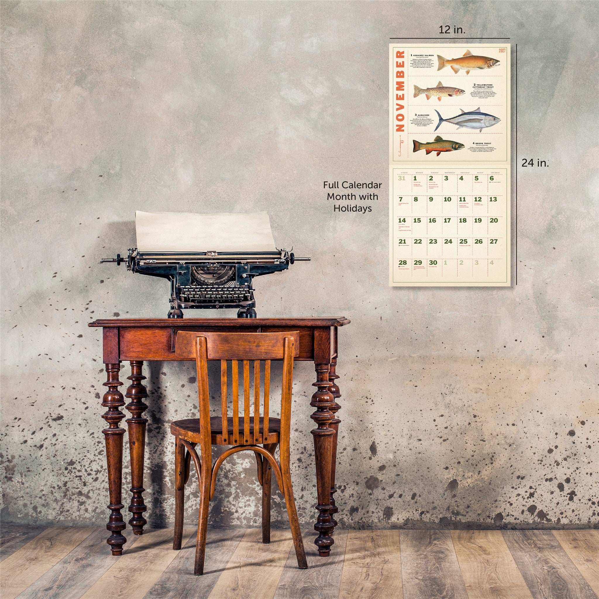 Twelve Months of Fishing 2027 Wall Calendar