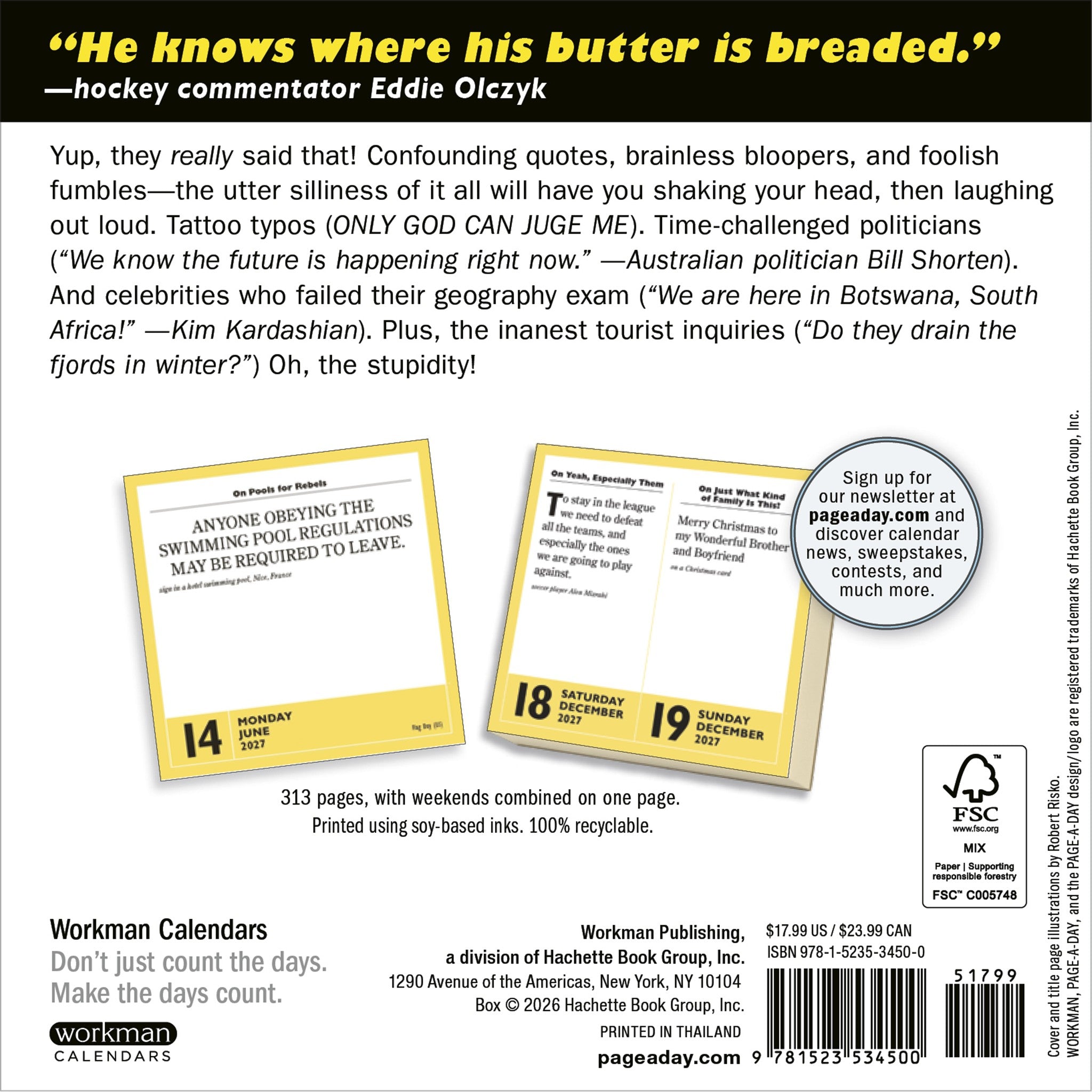 Stupidest Things Ever Said 2027 Box Calendar