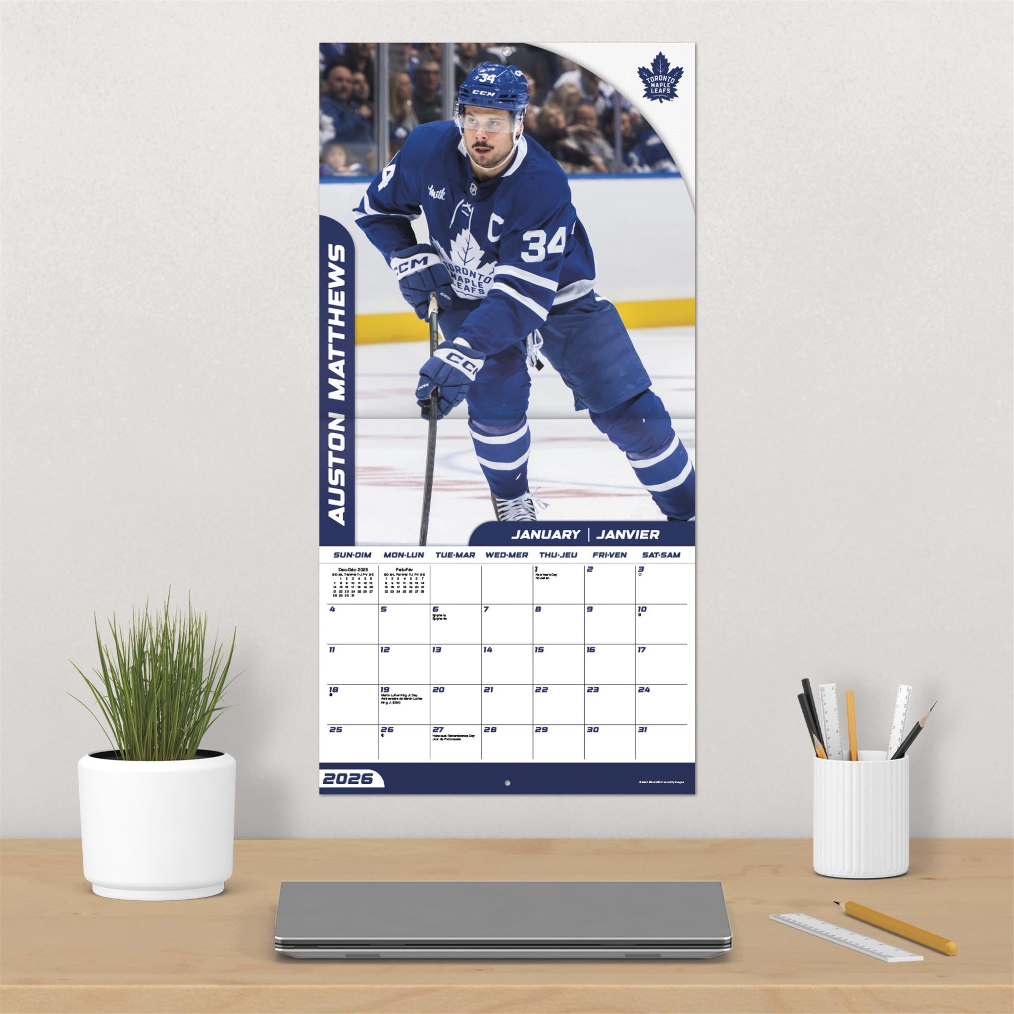 NHL Toronto Maple Leafs Bilingual 2026 Wall Calendar