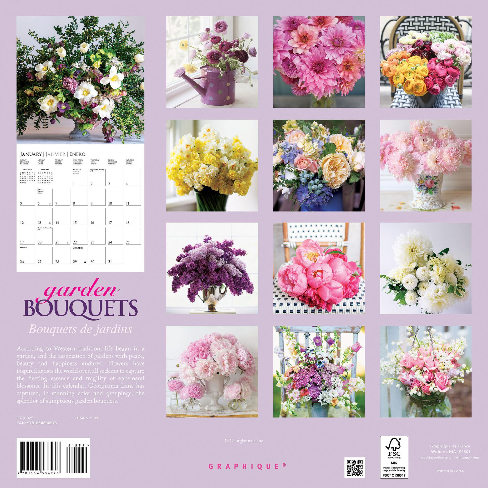 Garden Bouquets Wall 2025 Calendar