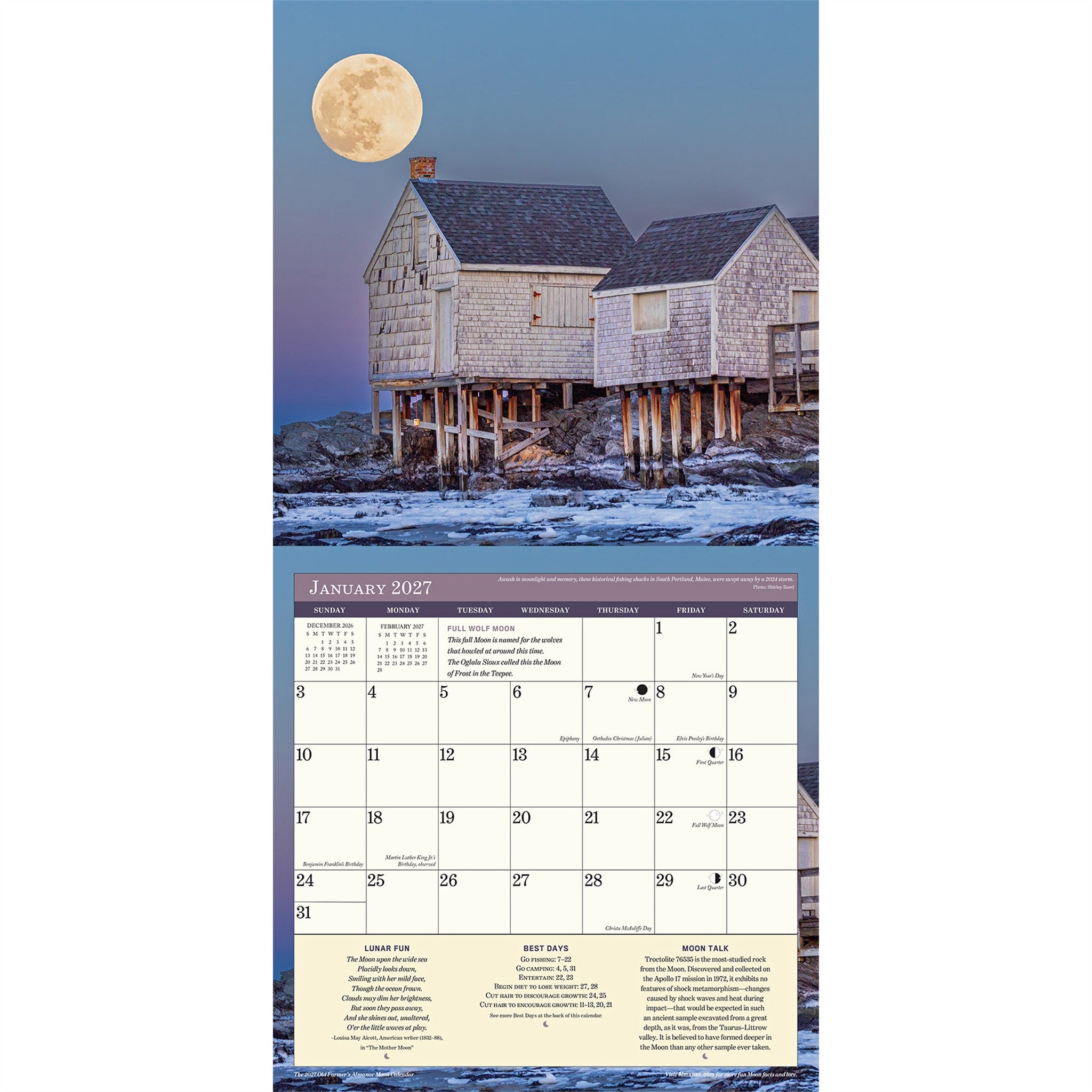 The Old Farmer's Almanac Moon 2027 Wall Calendar