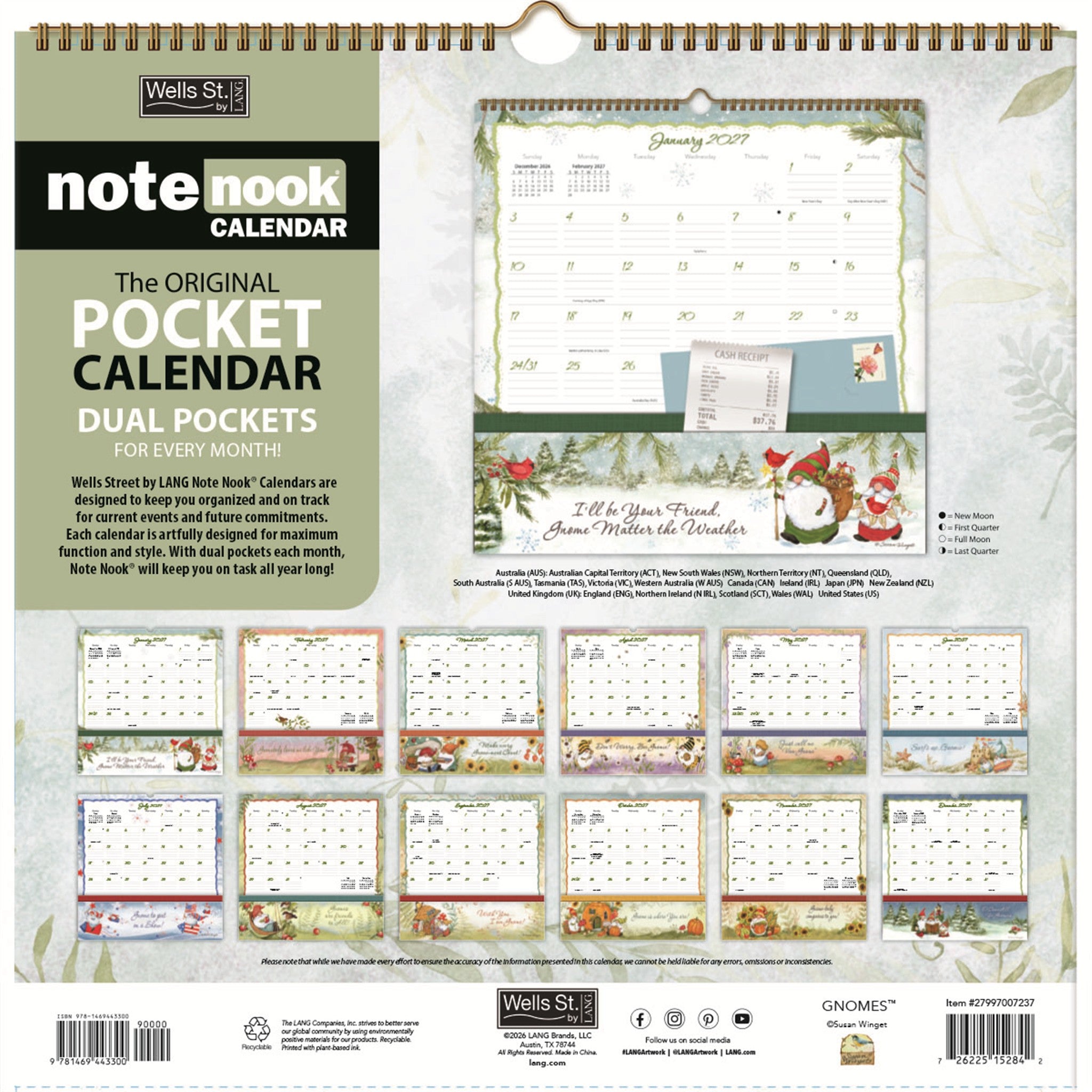 Gnomes Note Nook 2027 Wall Calendar