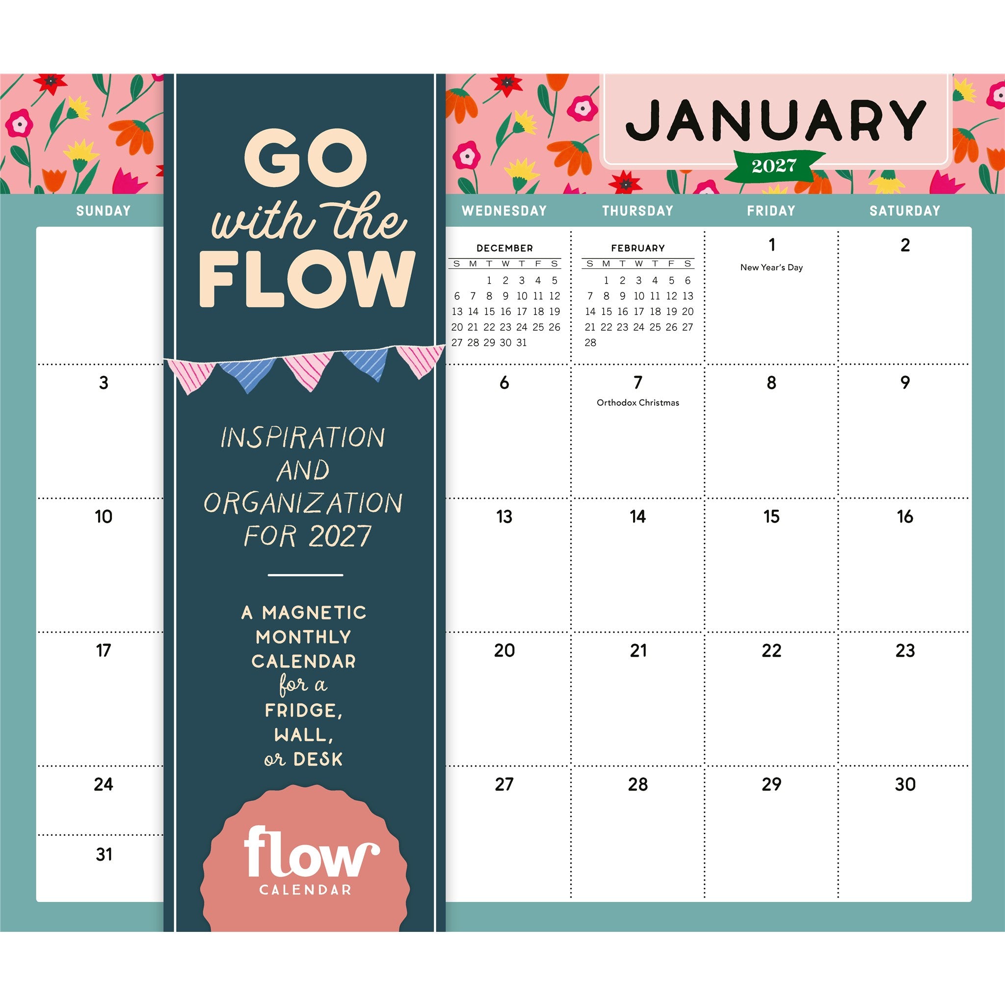 Go with the Flow 2027 Mini Magnetic Wall Calendar - Online Only