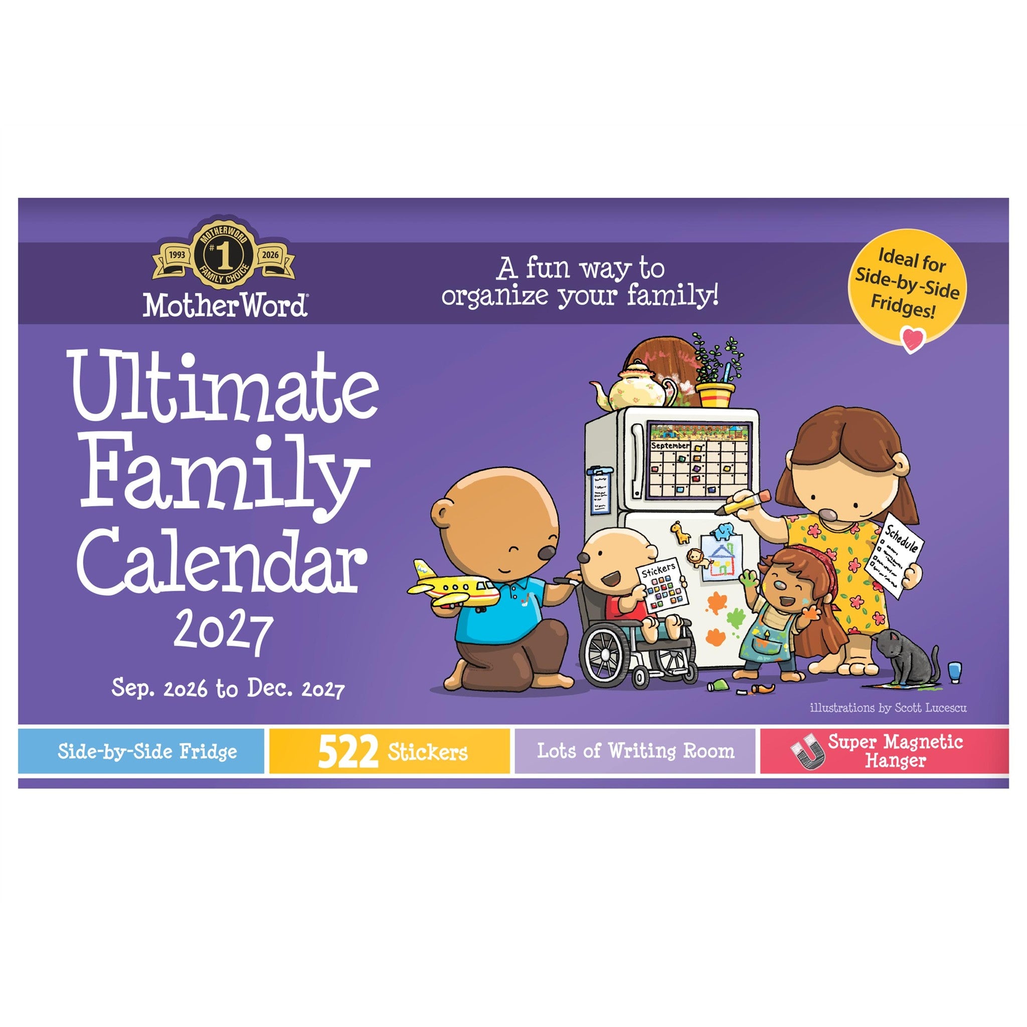 MotherWord Magnetic Fridge English 2027 Wall Calendar