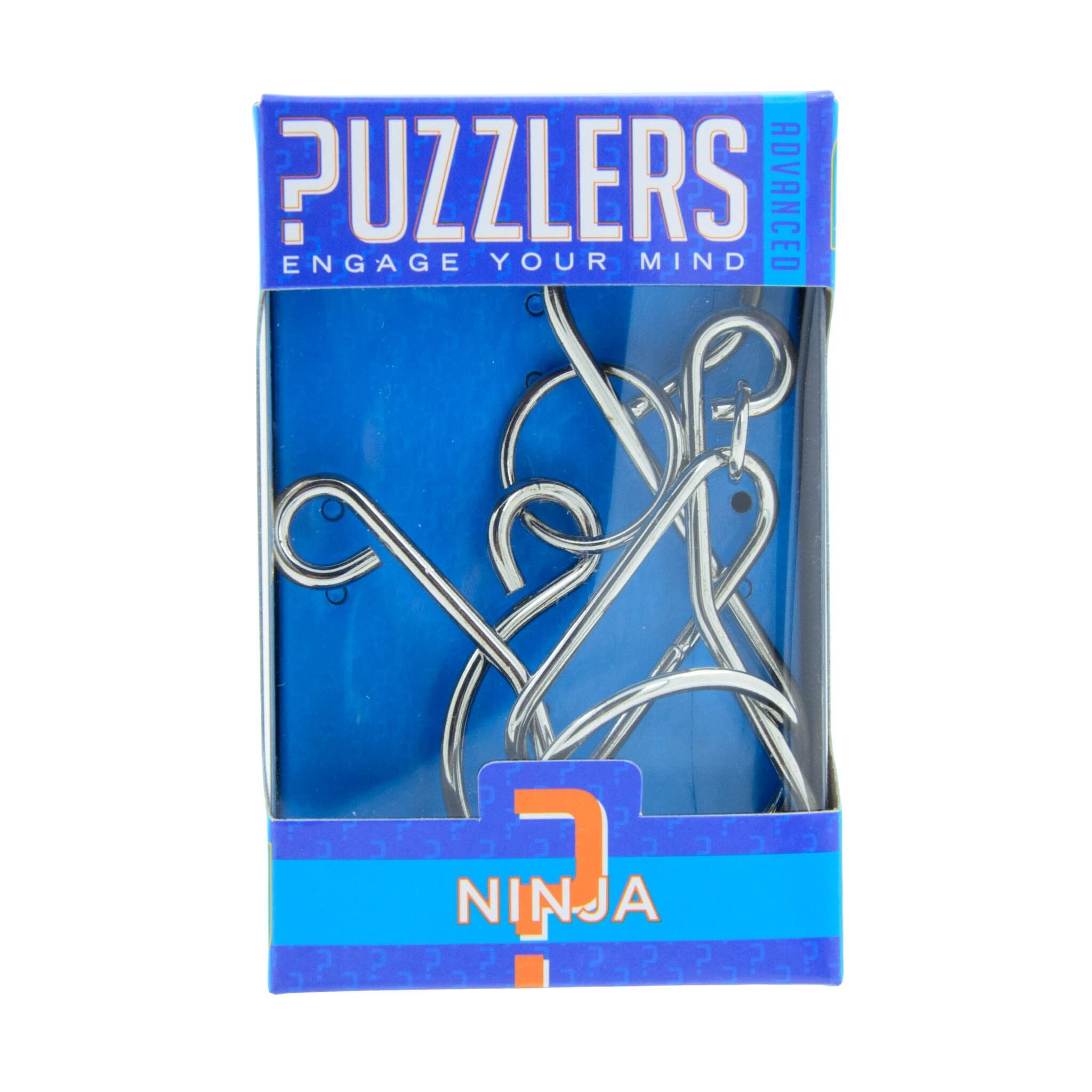 Packaged metal puzzle game named 'Ninja' by Go! Games, featuring interlocking silver pieces.