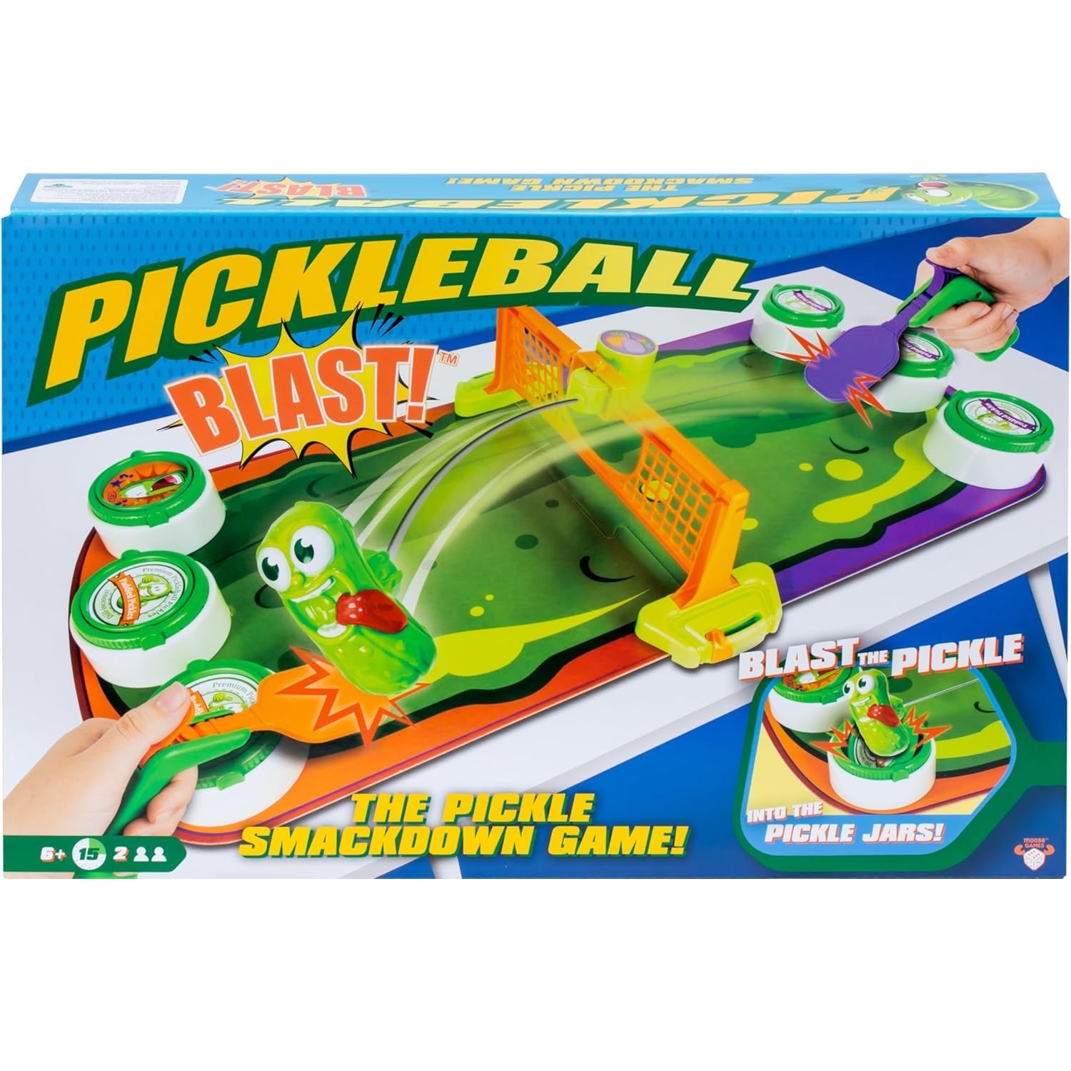 Pickleball Blast game packaging with colorful design and text