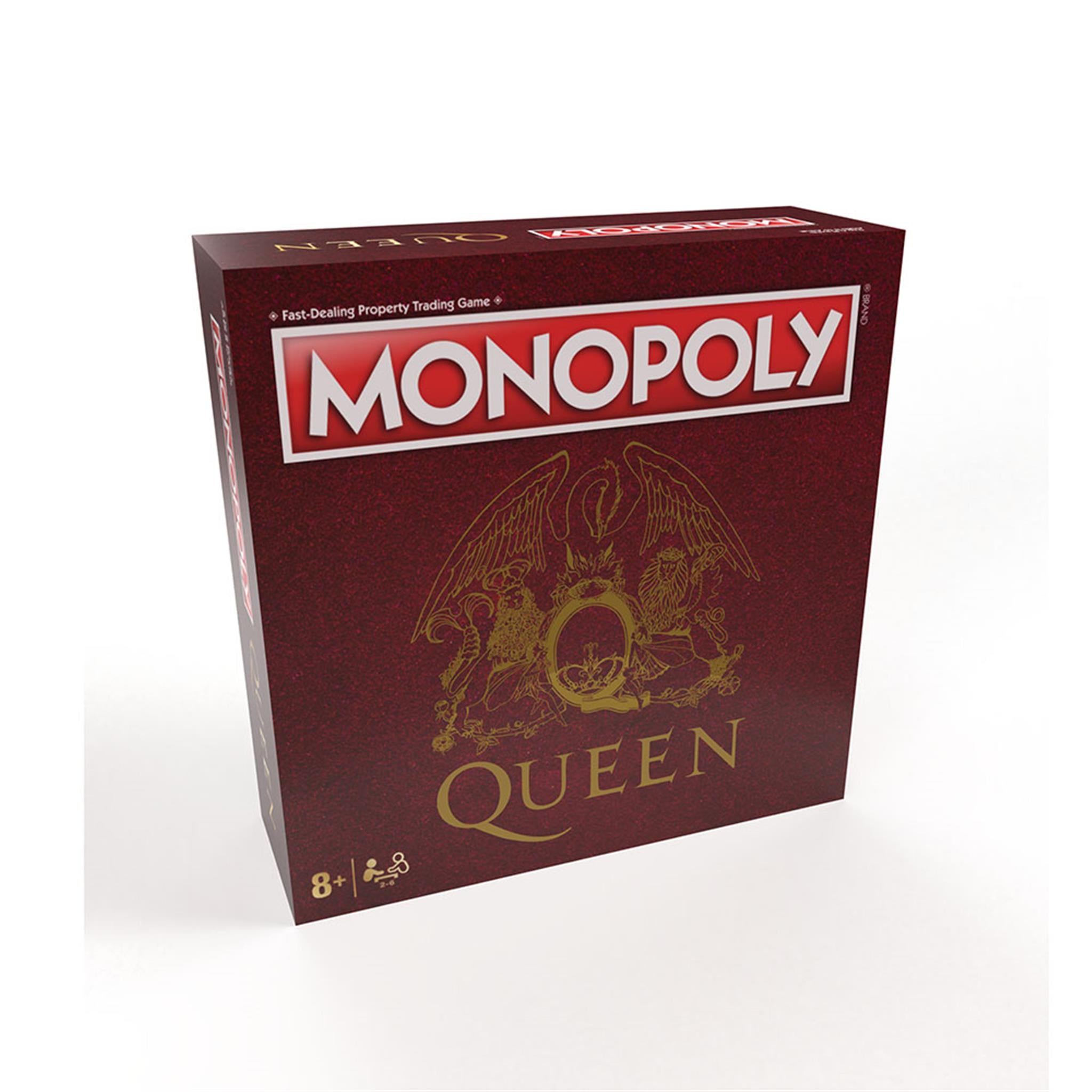Board game box cover for Monopoly Queen with the band's logo and name.
