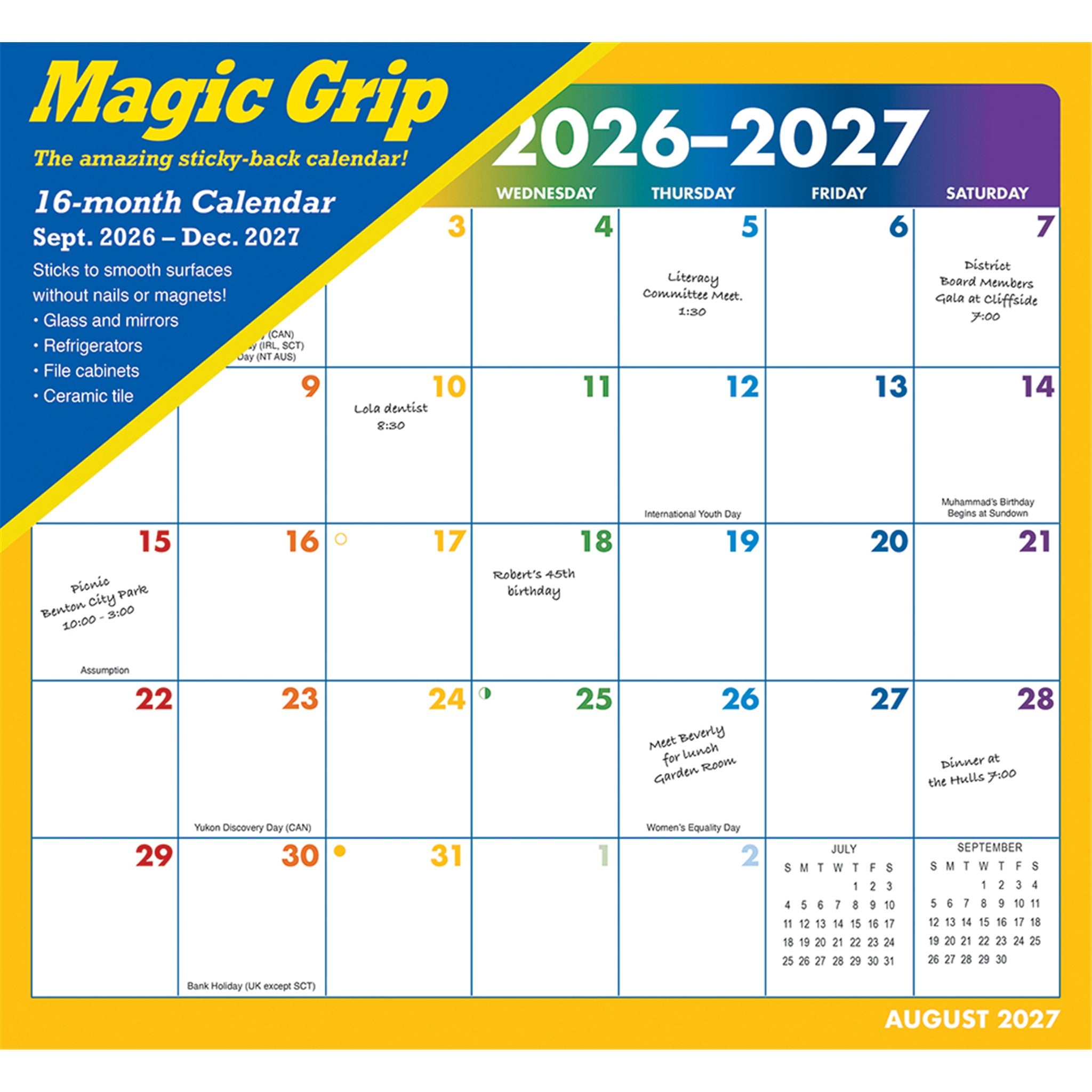 Rainbow Jumbo Magic Grip Exclusive 2026-2027 Wall Calendar