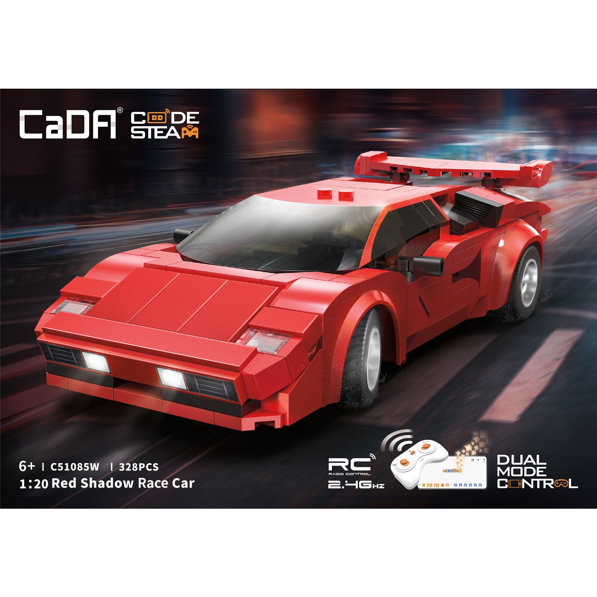 Red 1:20 Racing Car 328 Pieces with Remote Control