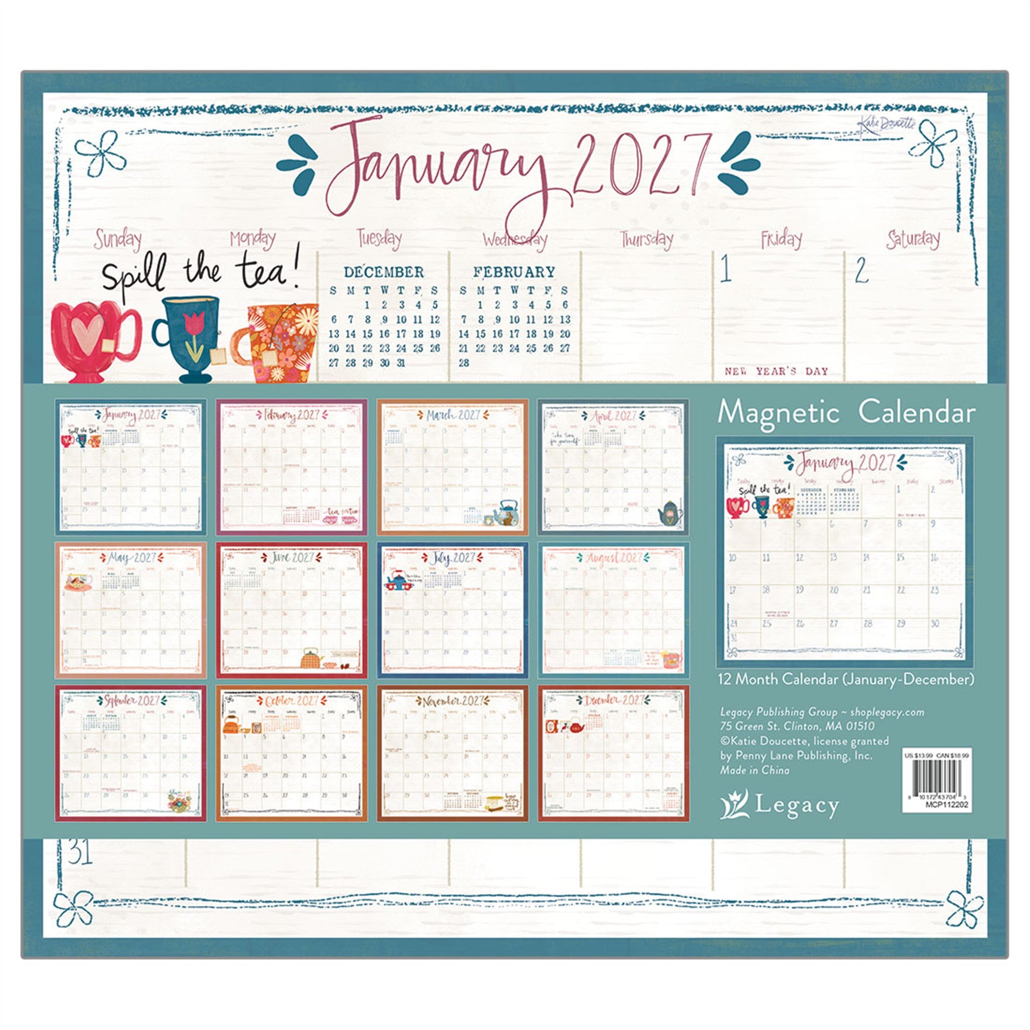 Tea 2027 Mini Magnetic Calendar - Online Only