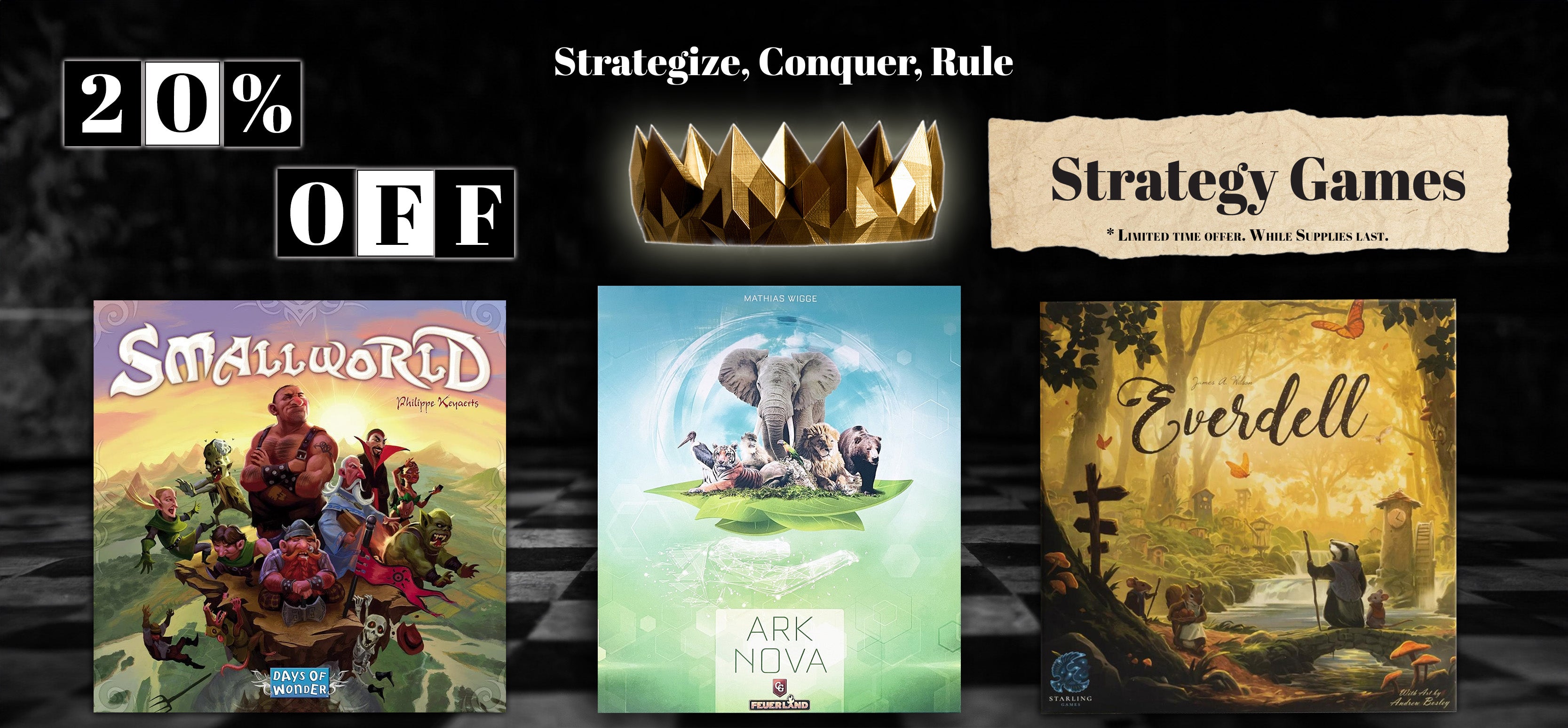 Strategize, advance and conquer! It's all fun and games until you're annihilated. Select strategy games 20% off at Calendarclub.ca.