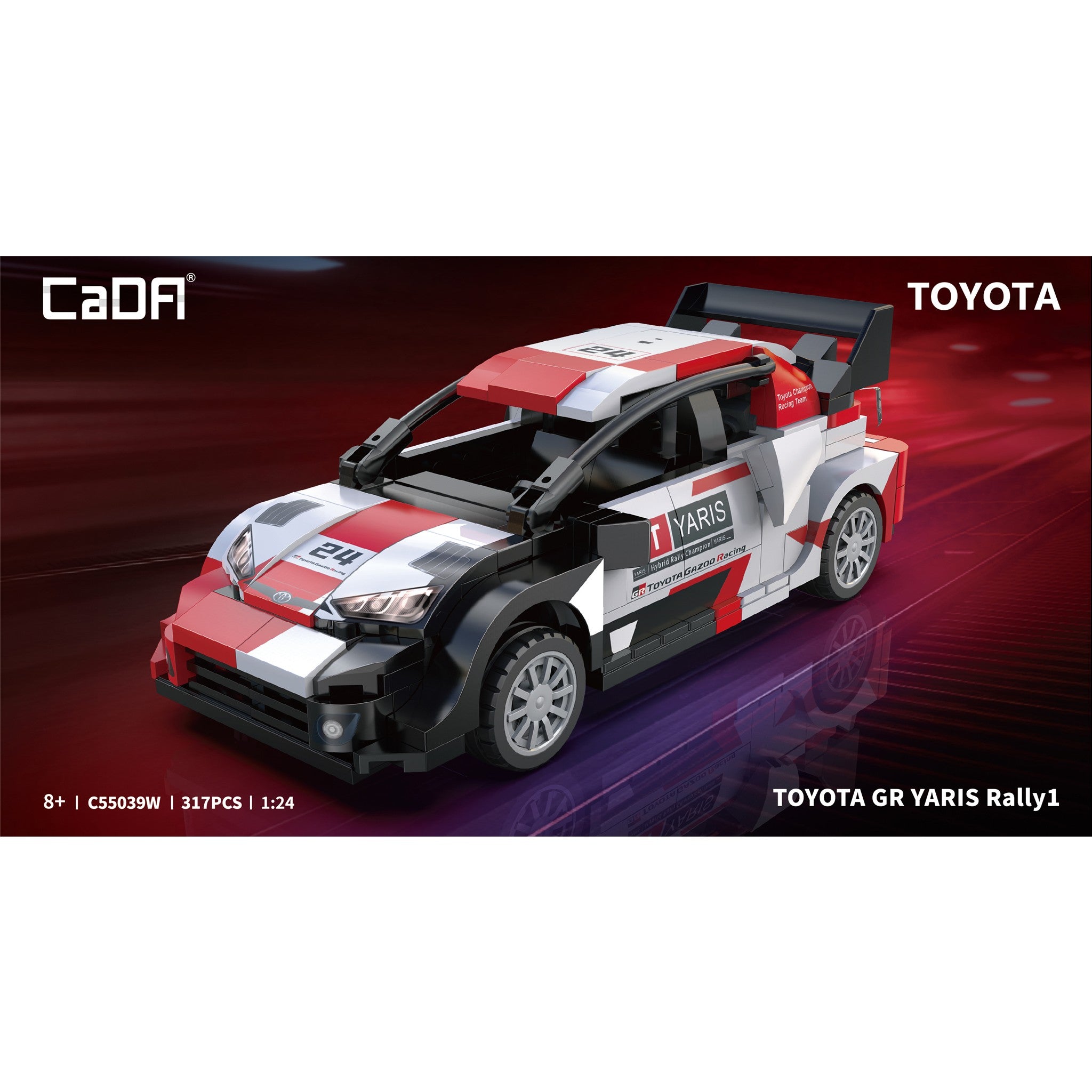 White 1:24 Toyota GR YARIS Rally 1 - 317 Pieces