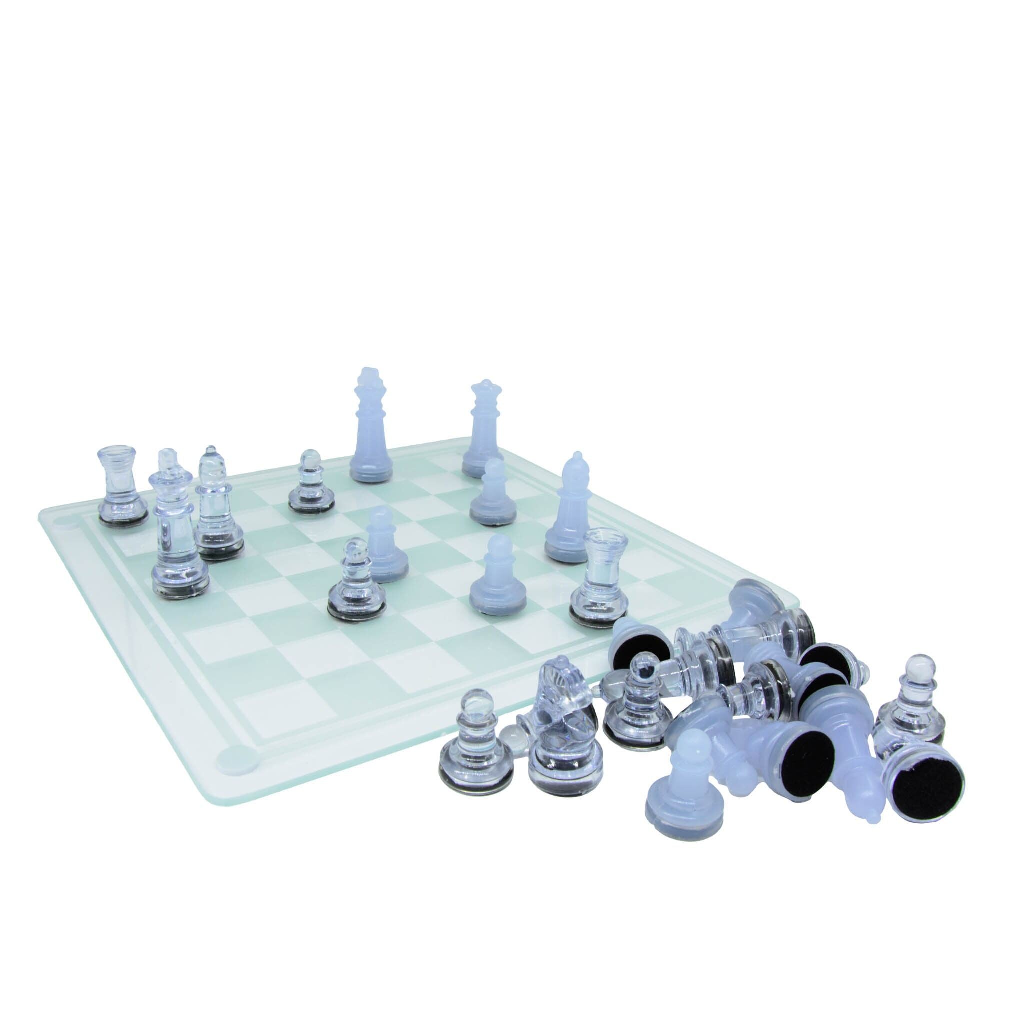 Plastic Chess Set with Glass Board