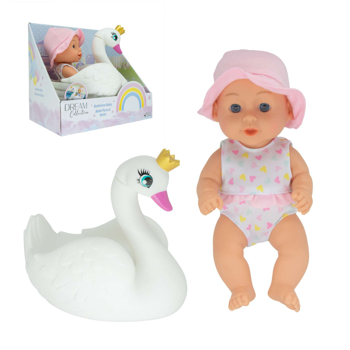 Bath Time 10in Baby Doll with Assorted Floaties