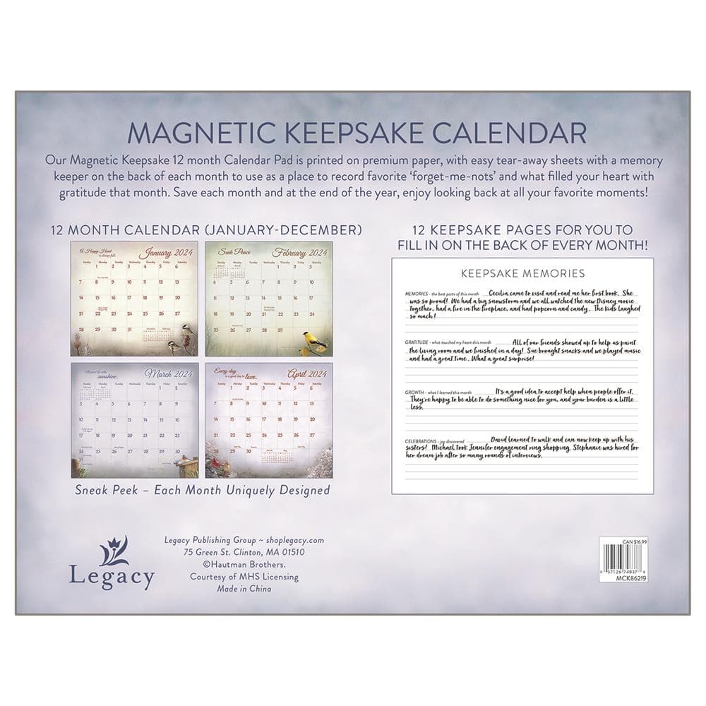 Songbirds Keepsake 2024 Special Edition Magnetic Mini Calendar product image