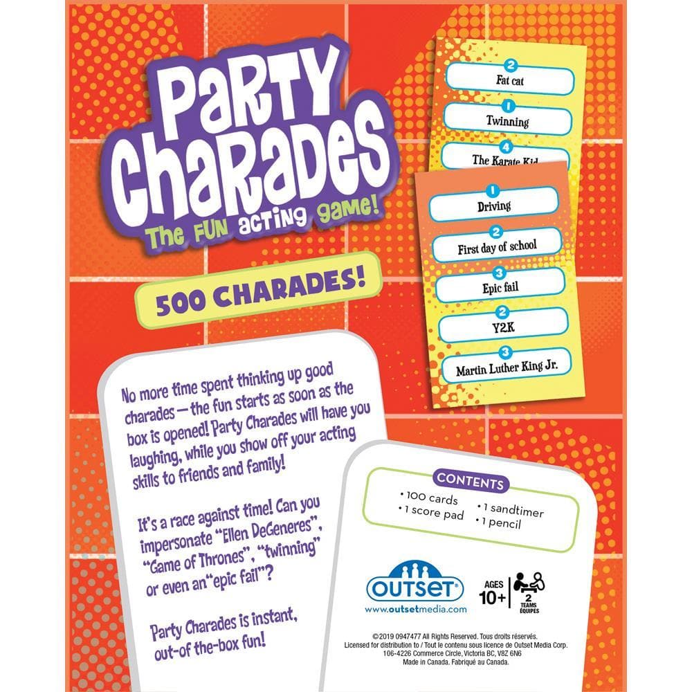 Party Charades Back of Package Image