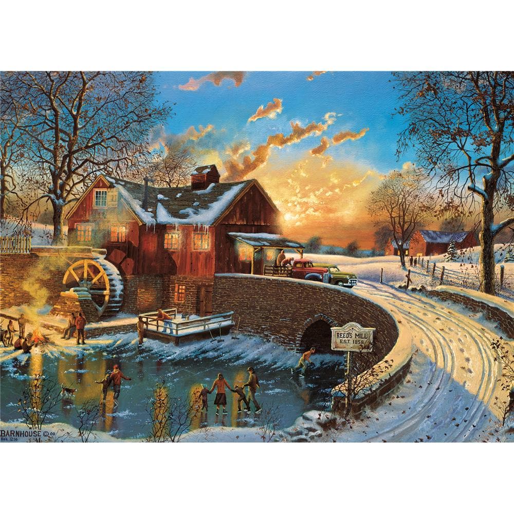 Mill Pond Skating Party Exclusive Jigsaw Puzzle (1000 Piece) product image
