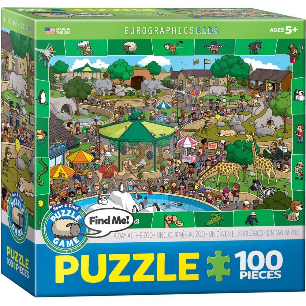 Spot and Find Me A Day in the Zoo Jigsaw Puzzle Game (100 Piece)