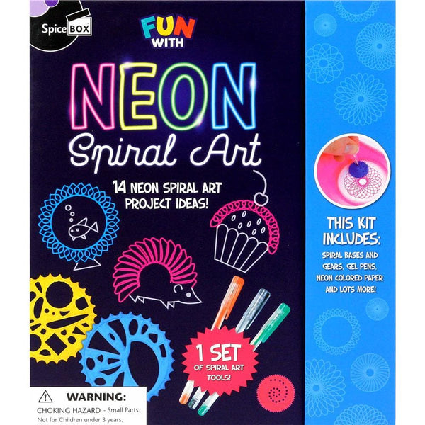 SpiceBox Spiral Art Drawing Kit for Kids, Neon Art Set, Stencil Draw Tools  Children's Creative Activities, 14 Twisted Projects, Step by Step